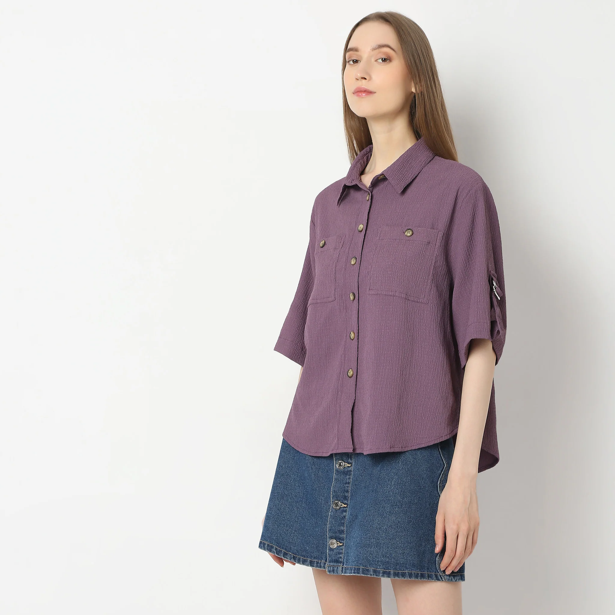 Regular Fit Solid Shirt - Image 5