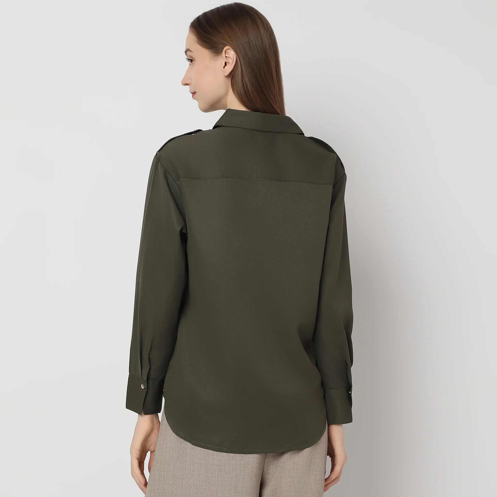 Regular Fit Solid Shirt - Image 3