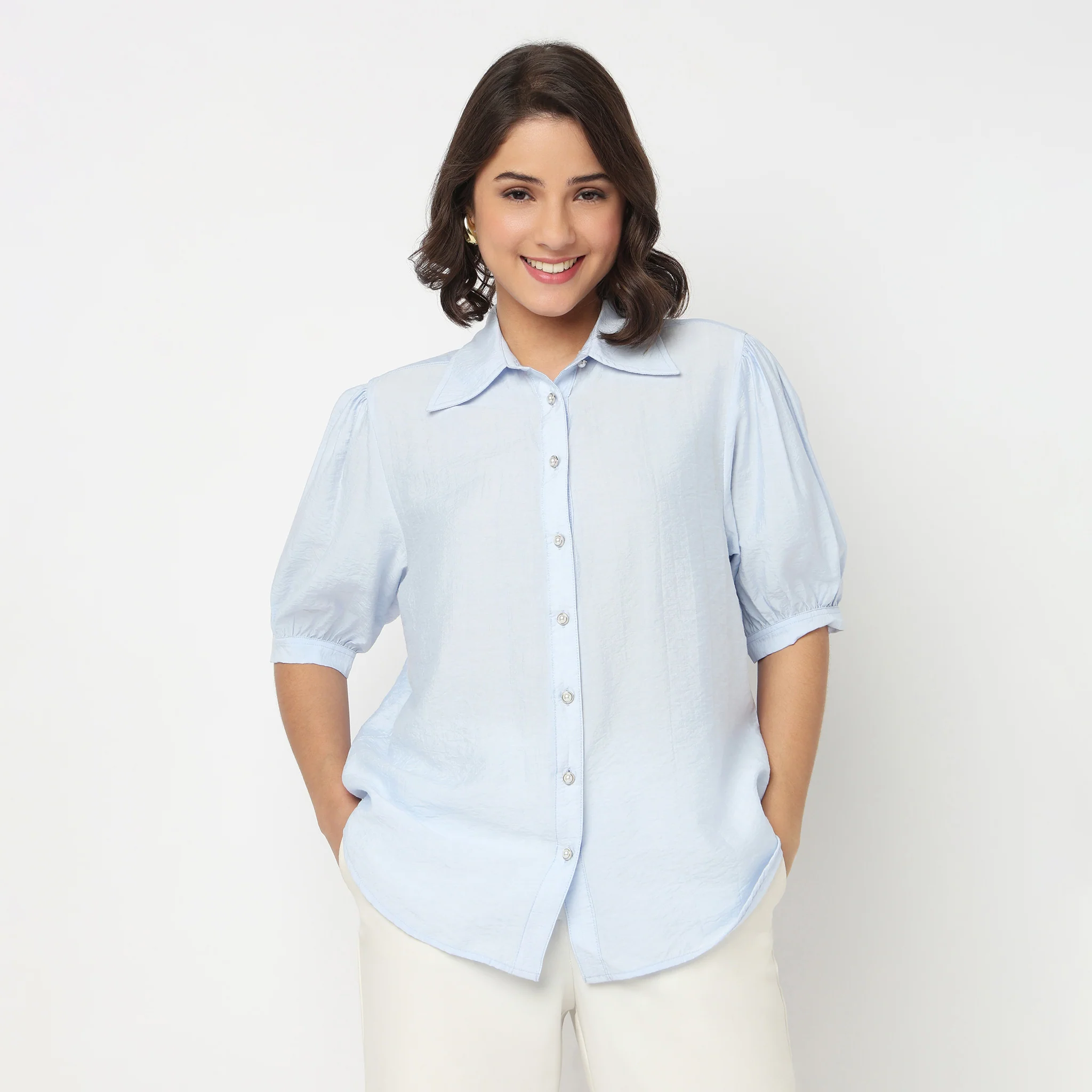 Regular Fit Solid Elbow Sleeve Shirt - Image 12