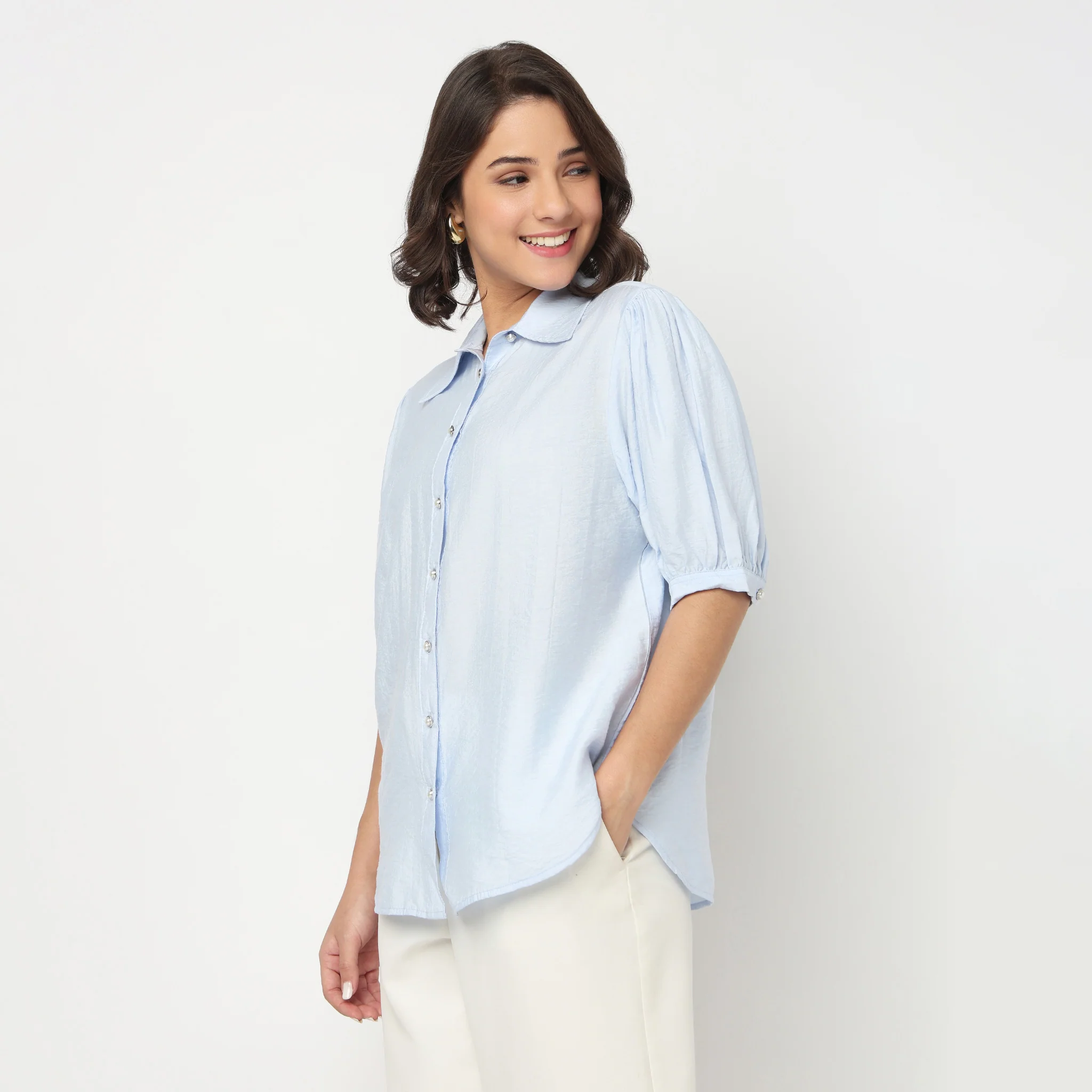 Regular Fit Solid Elbow Sleeve Shirt - Image 15