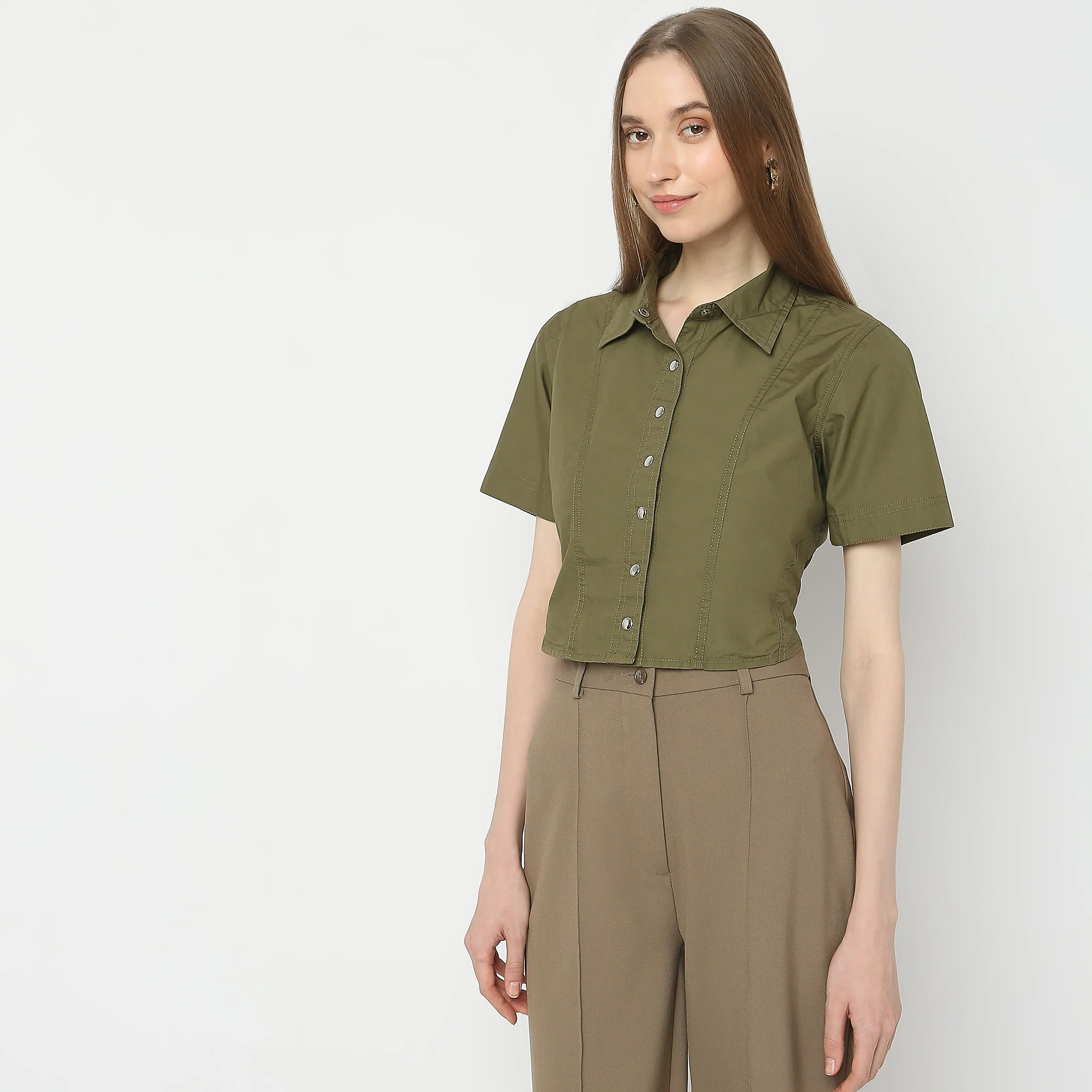 Regular Fit Solid Shirt - Image 5