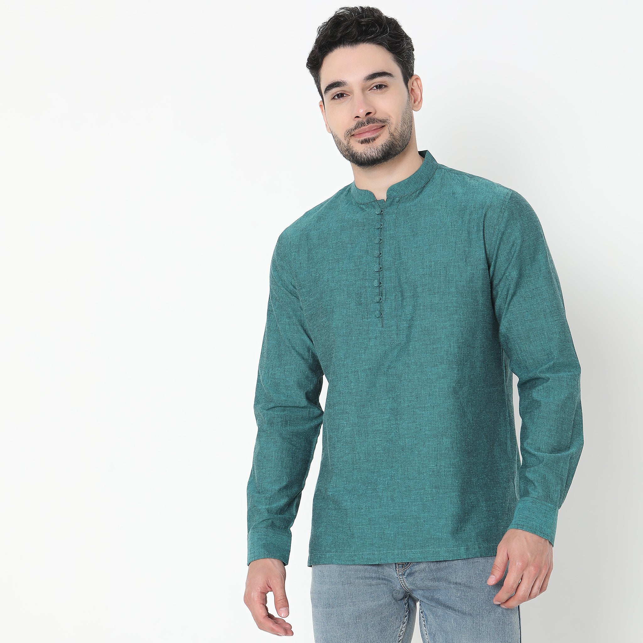 Regular Fit Solid Short Kurta - Image 7