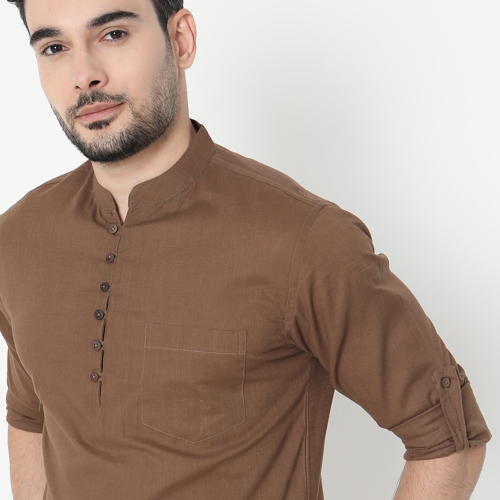 Regular Fit Solid Short Kurta - Image 4