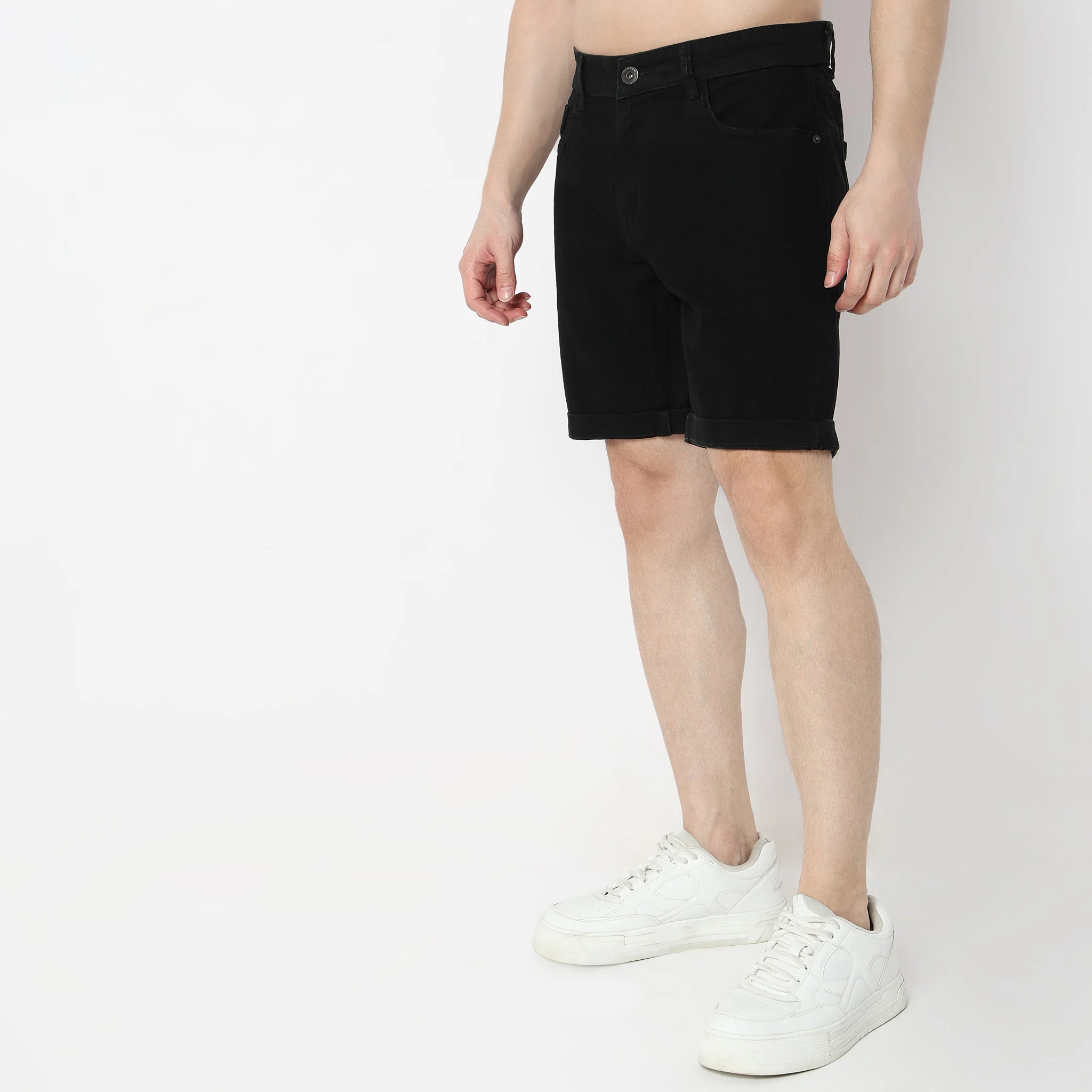 Solid Short Length Mid Rise Shorts - Image 4