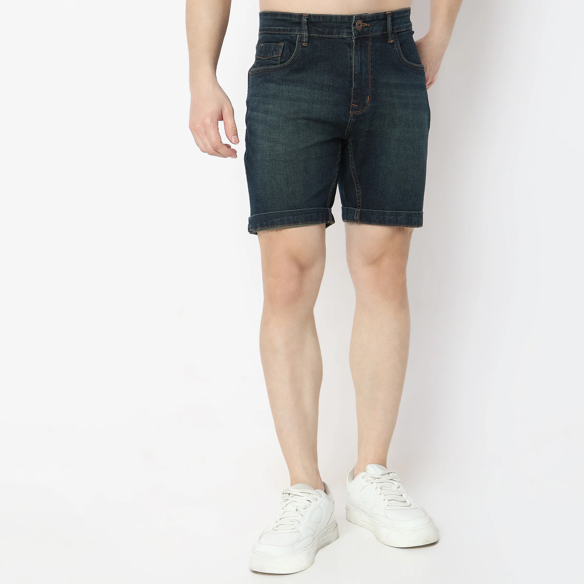 Solid Short Length Mid Rise Shorts - Image 7