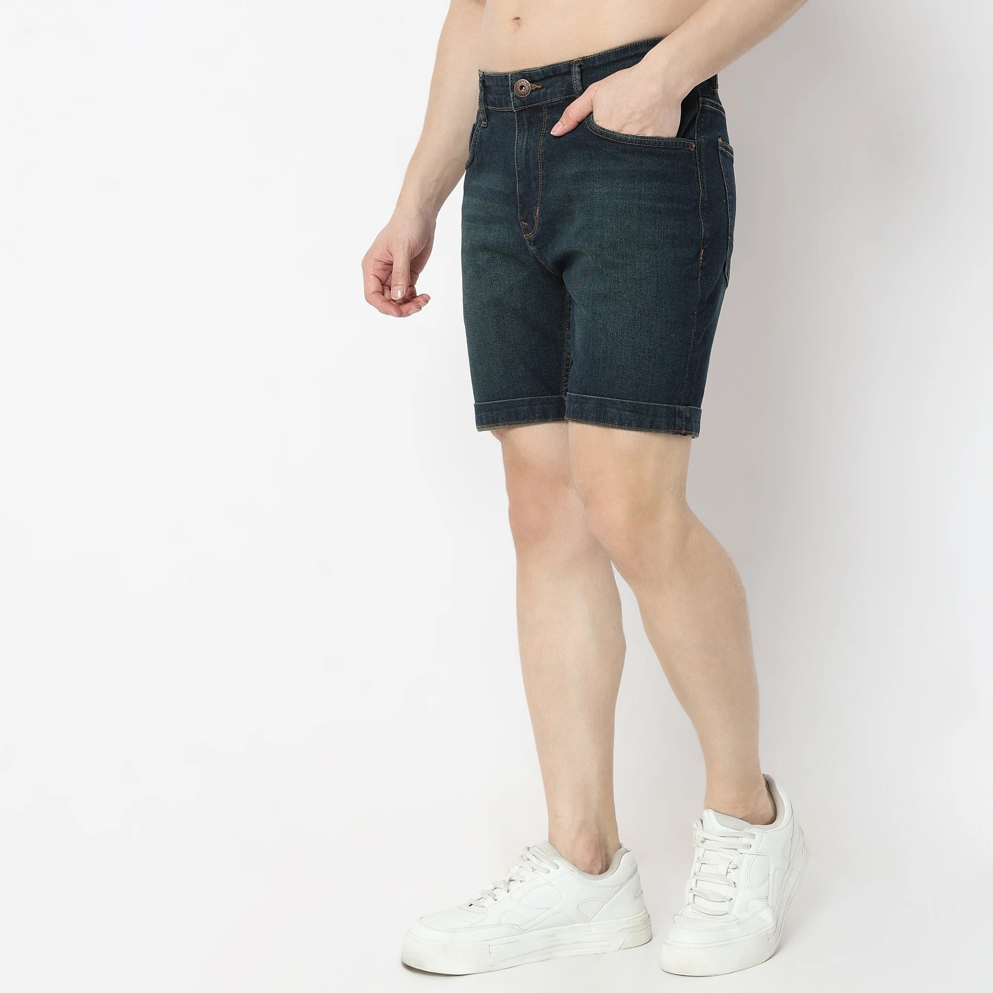 Solid Short Length Mid Rise Shorts - Image 9