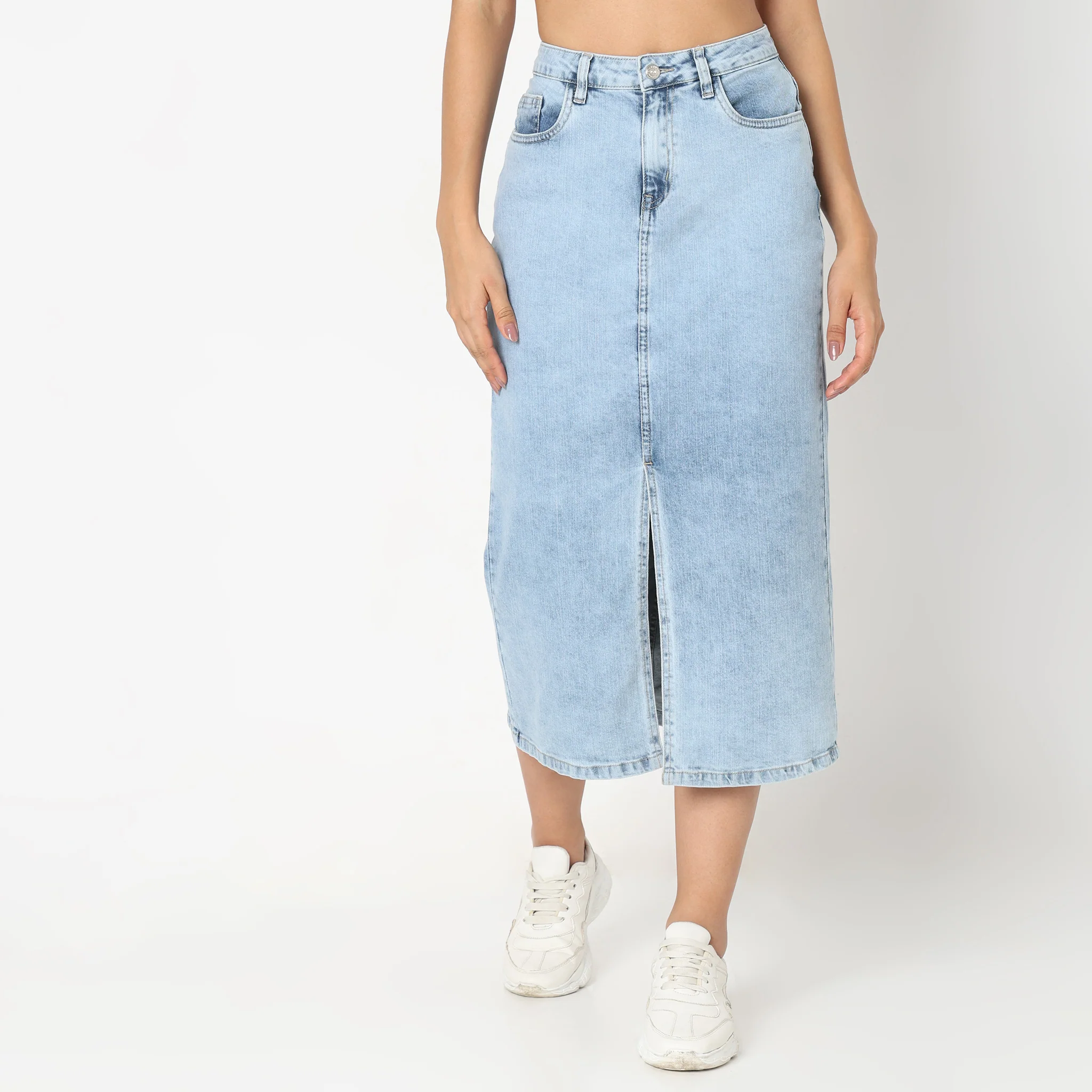 Regular Fit Solid Skirt - Image 2