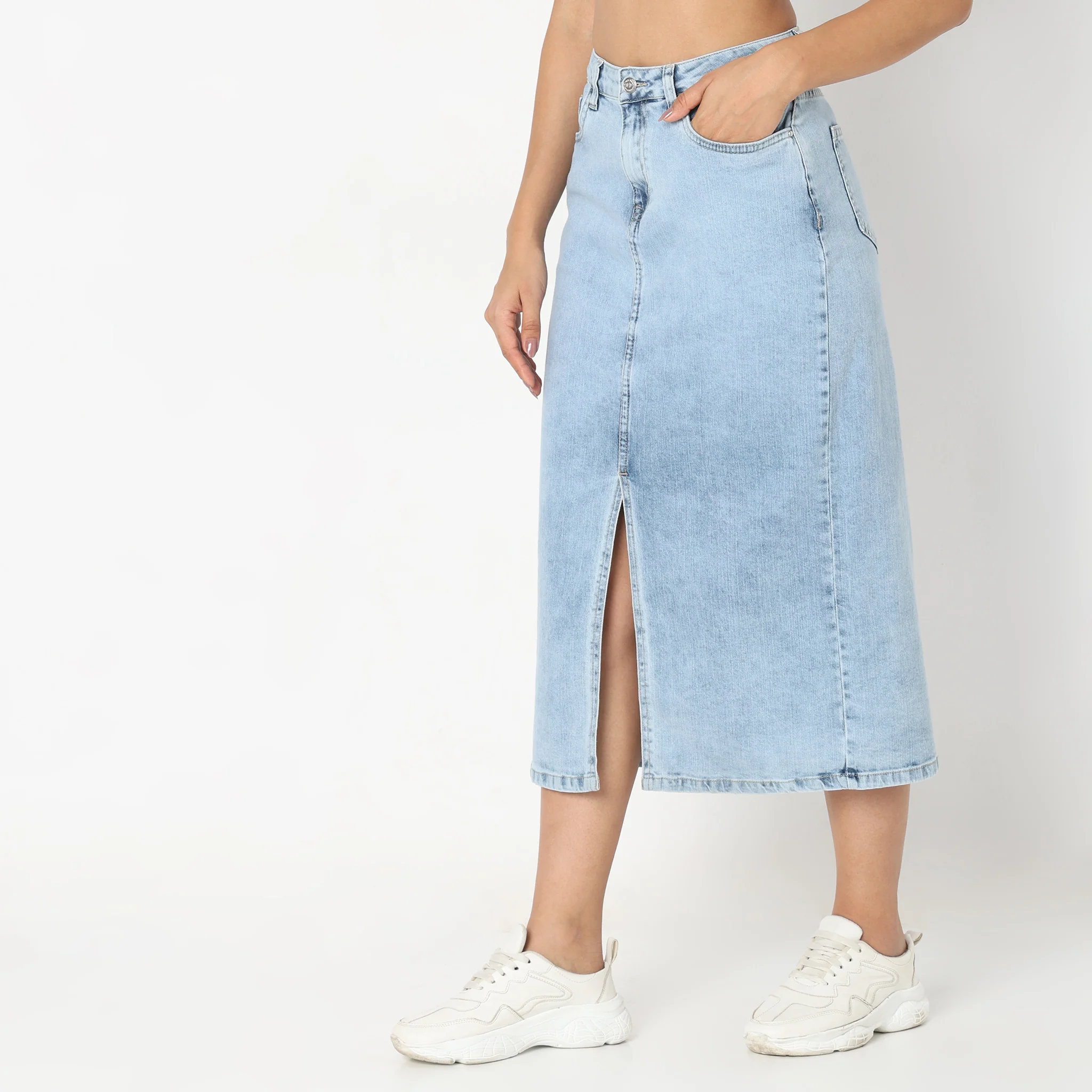 Regular Fit Solid Skirt - Image 4