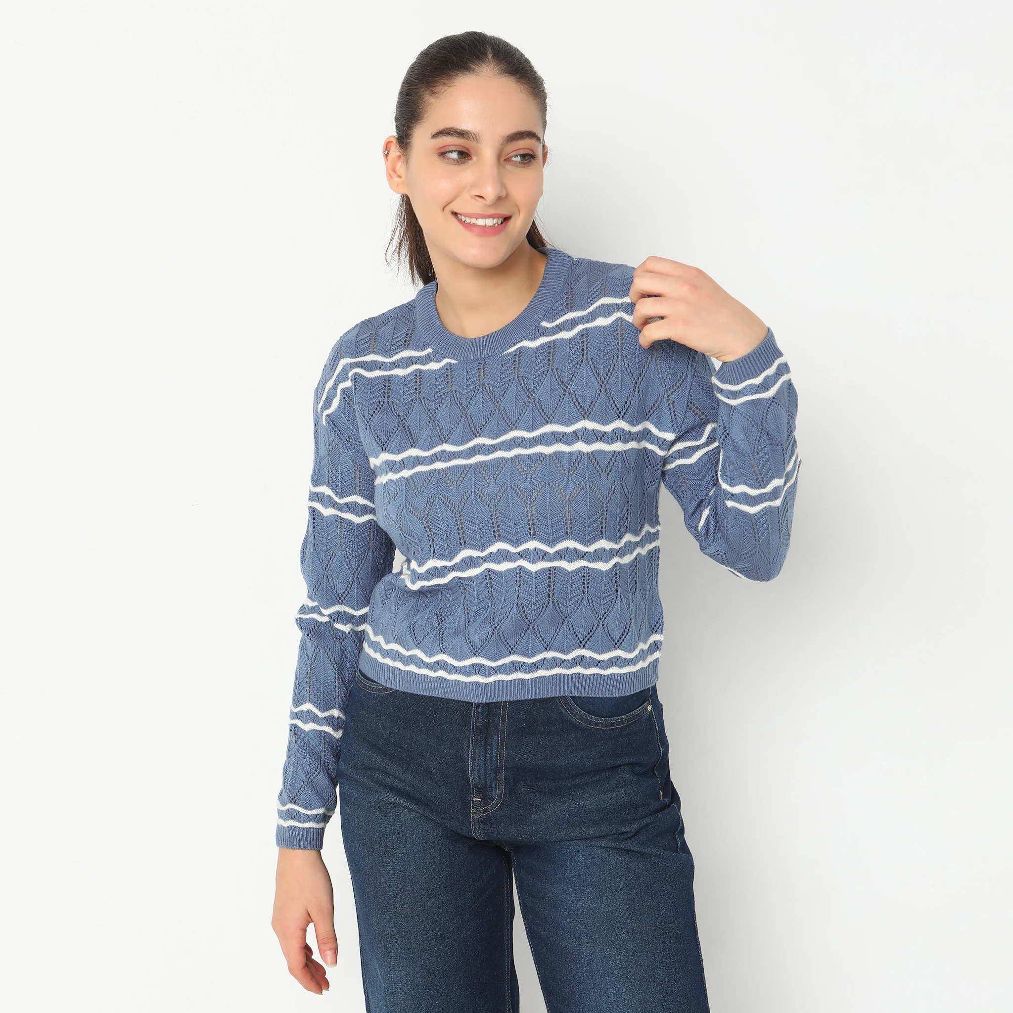 Regular Fit Solid Sweater - Image 2