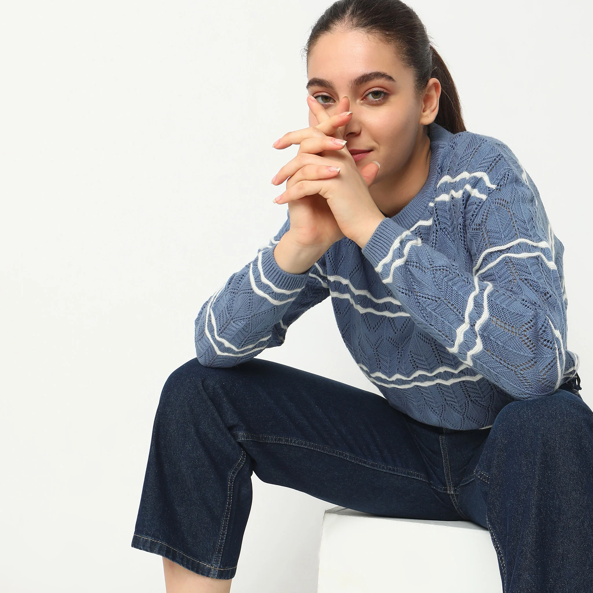 Regular Fit Solid Sweater - Image 5
