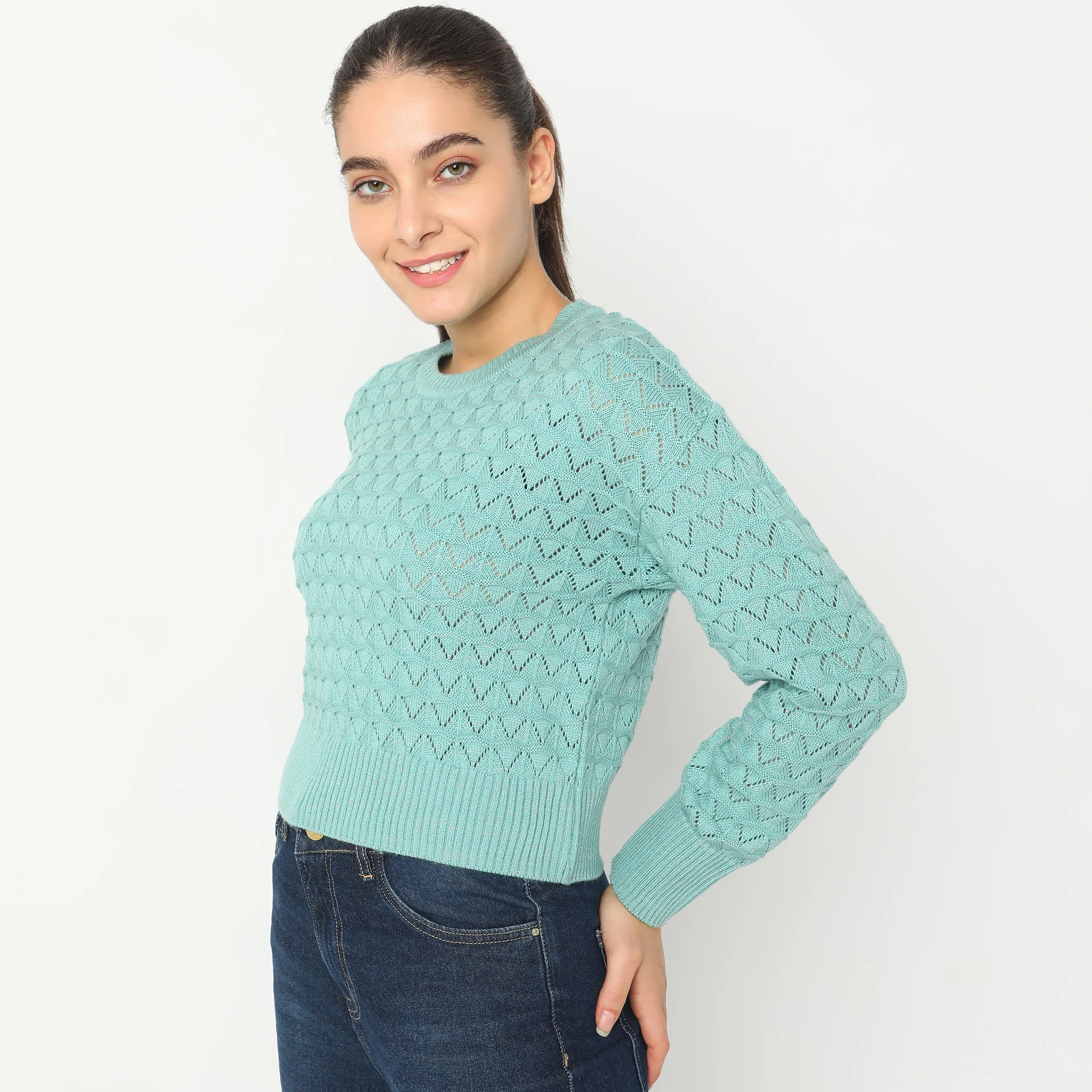 Regular Fit Solid Sweater - Image 10