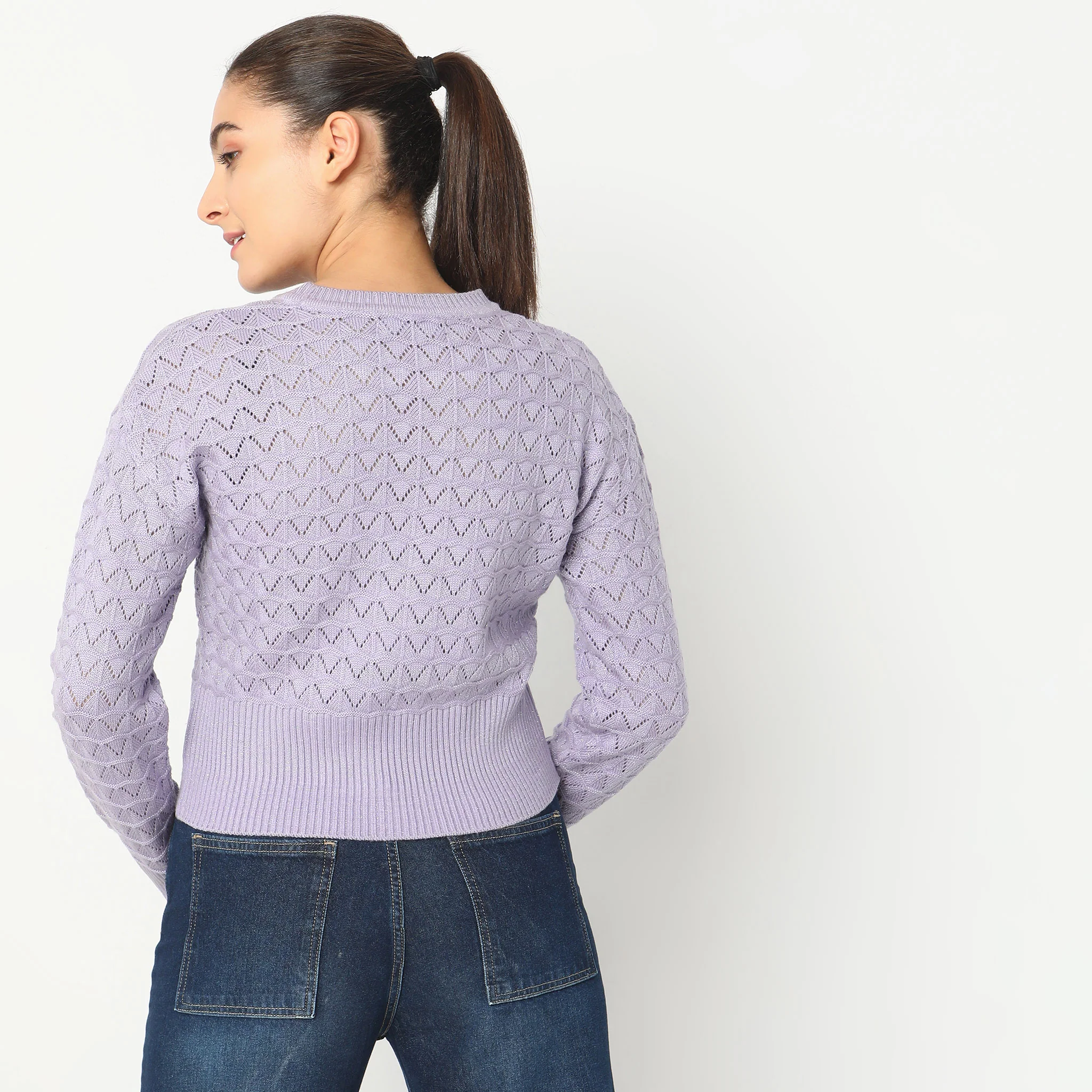 Regular Fit Solid Sweater - Image 3