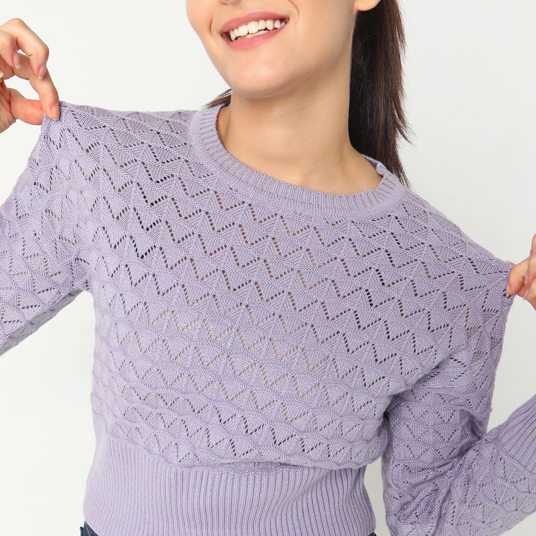 Regular Fit Solid Sweater - Image 4