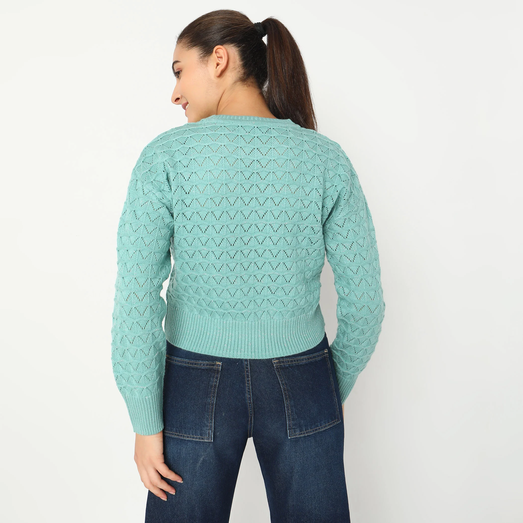 Regular Fit Solid Sweater - Image 8