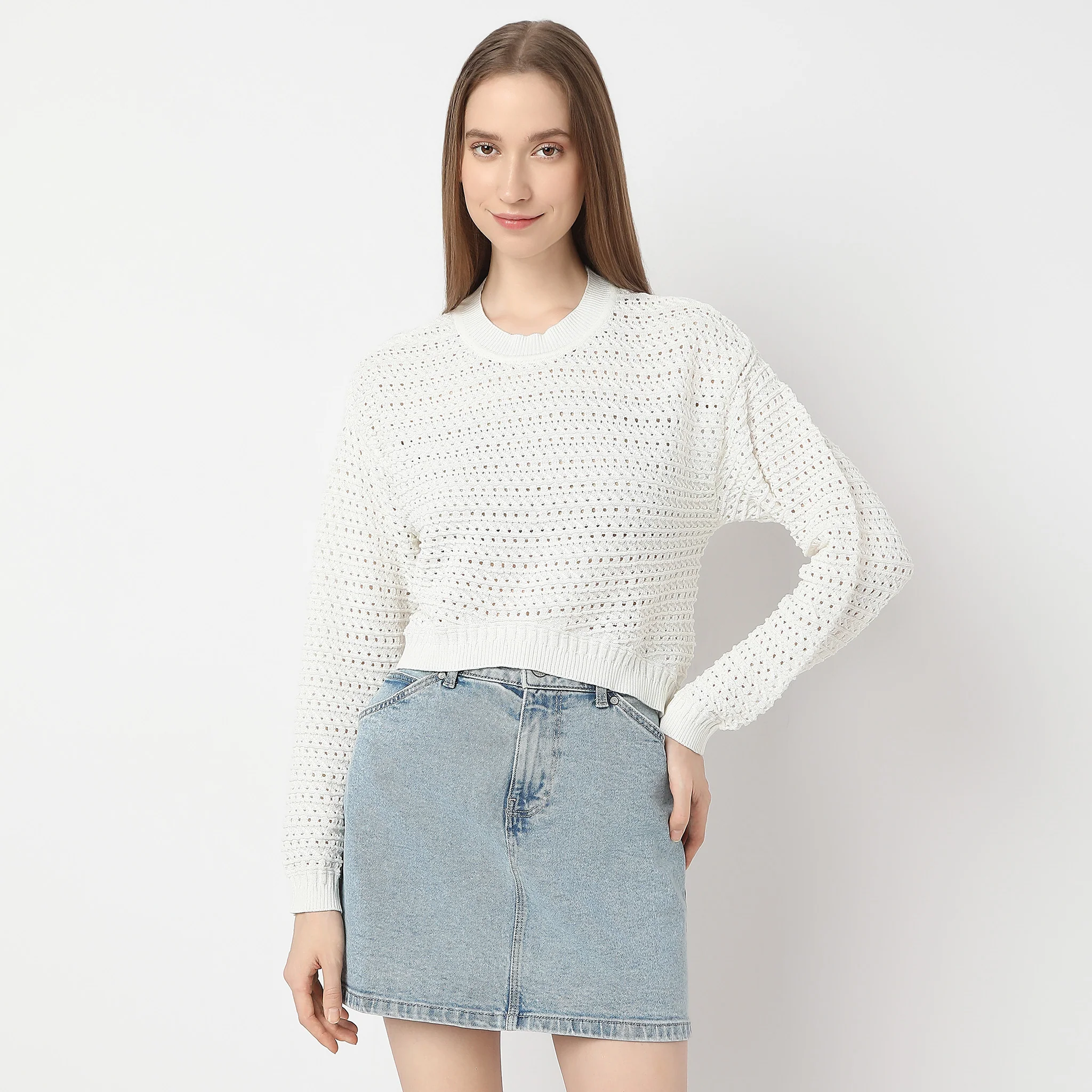 Regular Fit Solid Sweater - Image 2