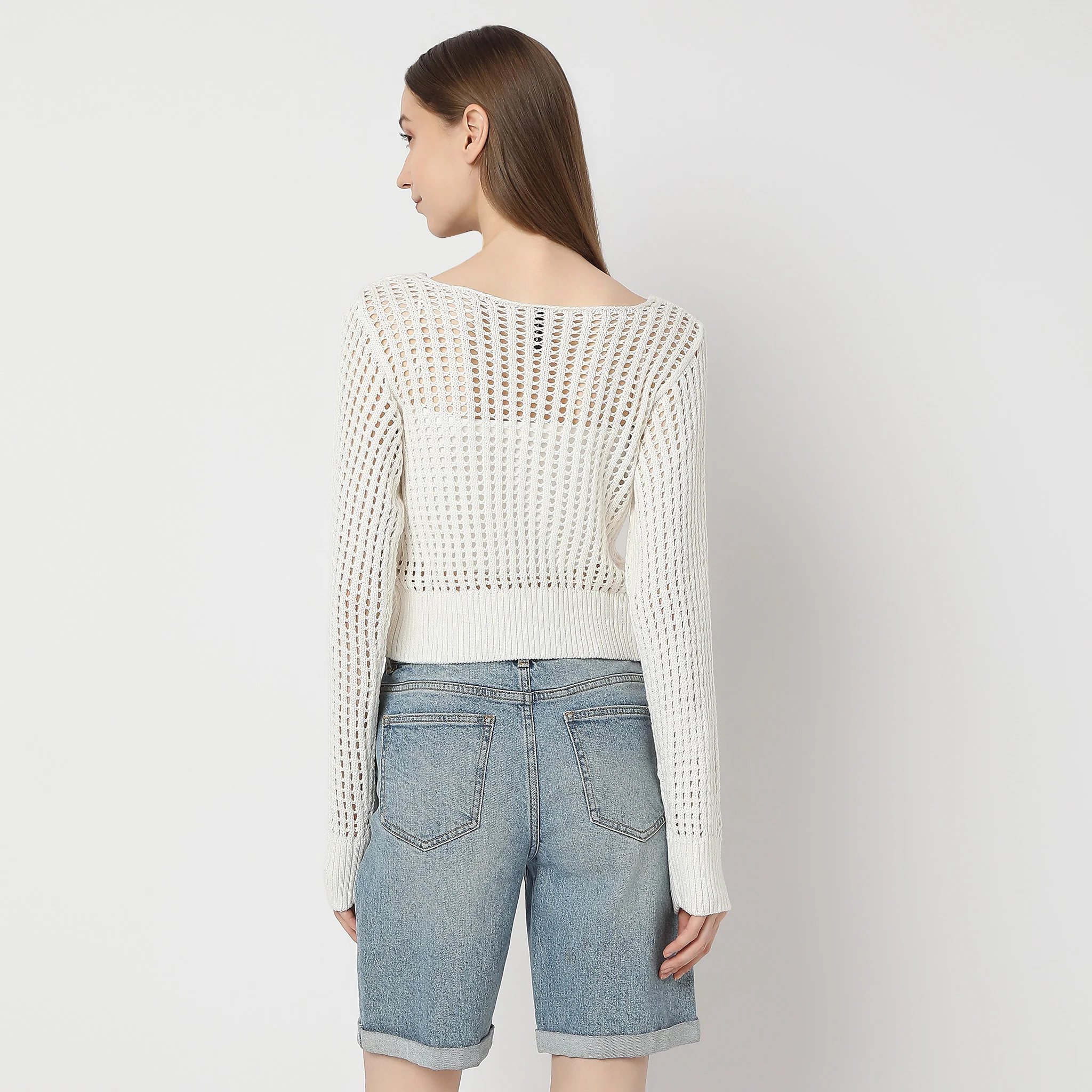 Regular Fit Solid Sweater - Image 3