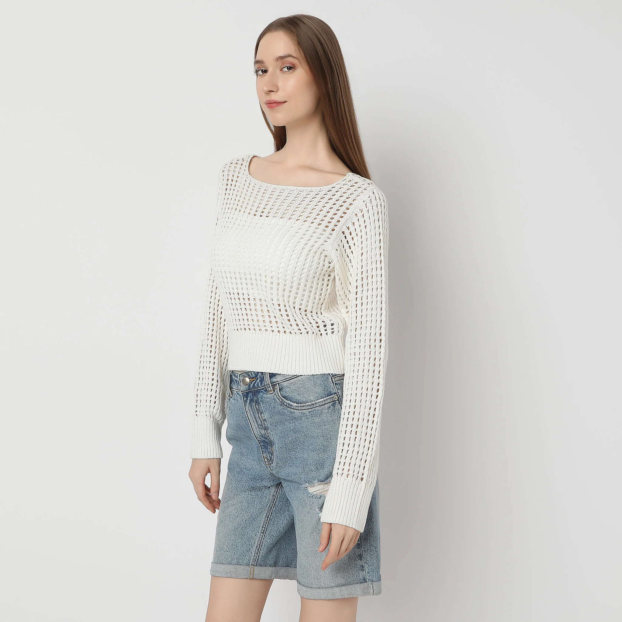 Regular Fit Solid Sweater - Image 5