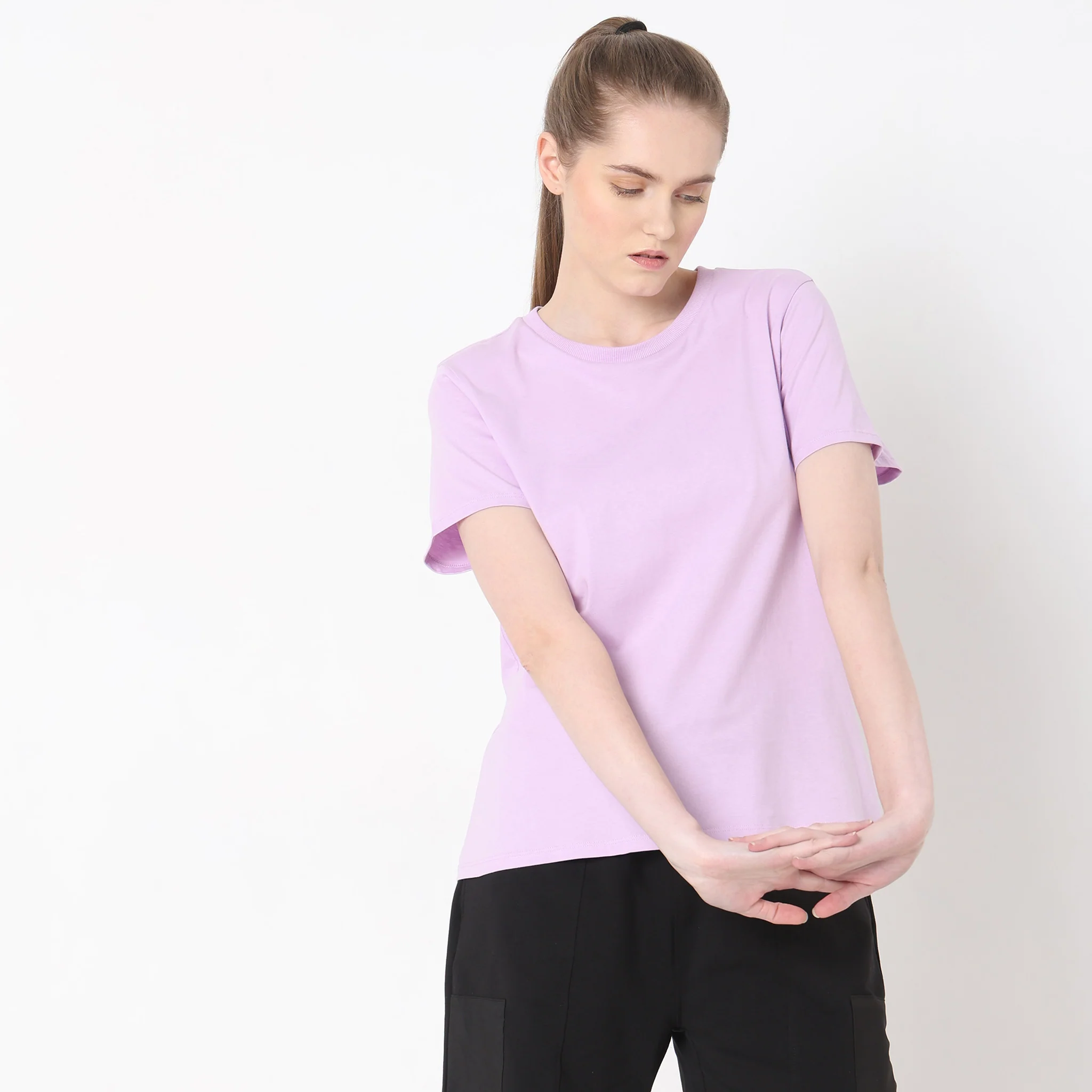 Solid Round Neck T-Shirt - Image 12