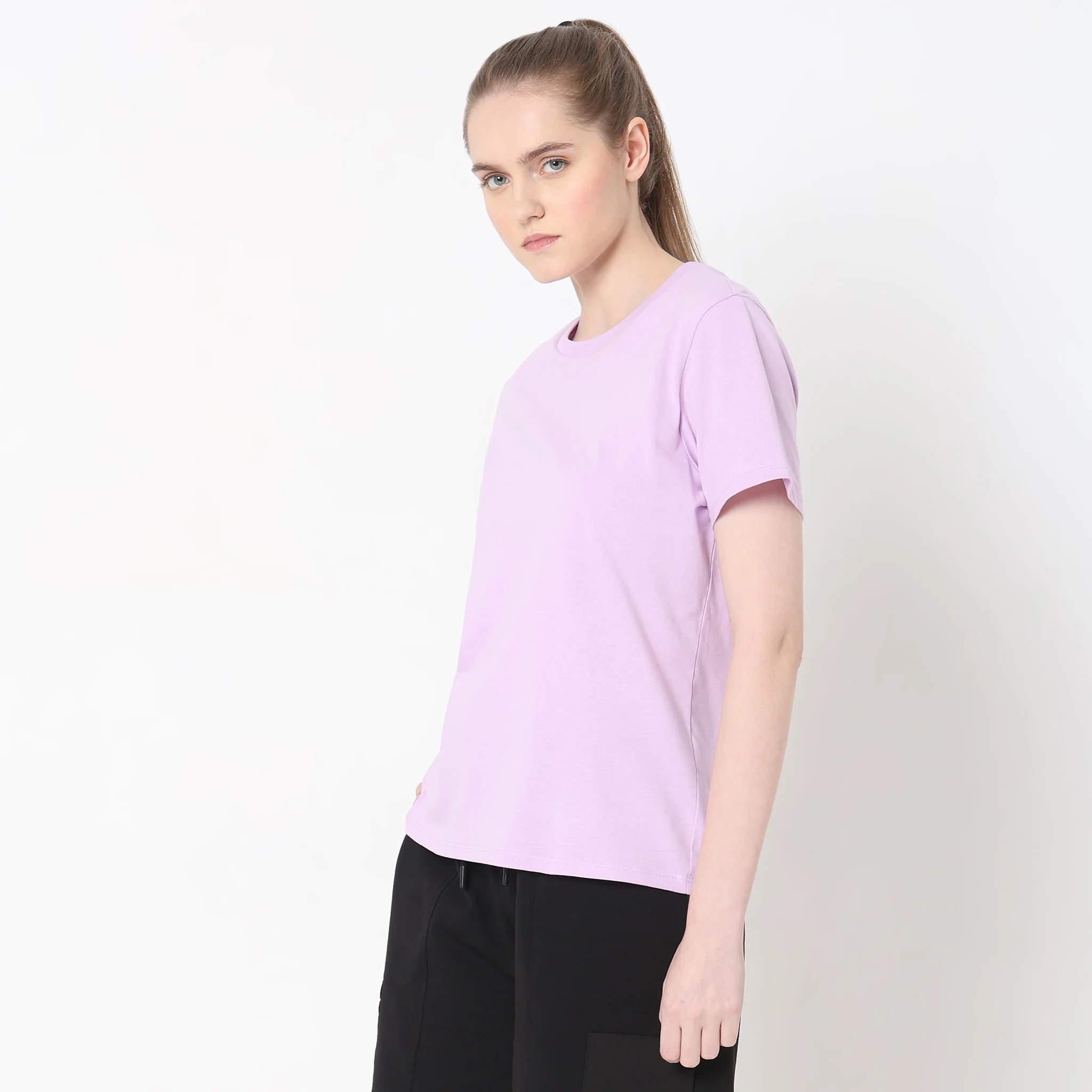 Solid Round Neck T-Shirt - Image 15