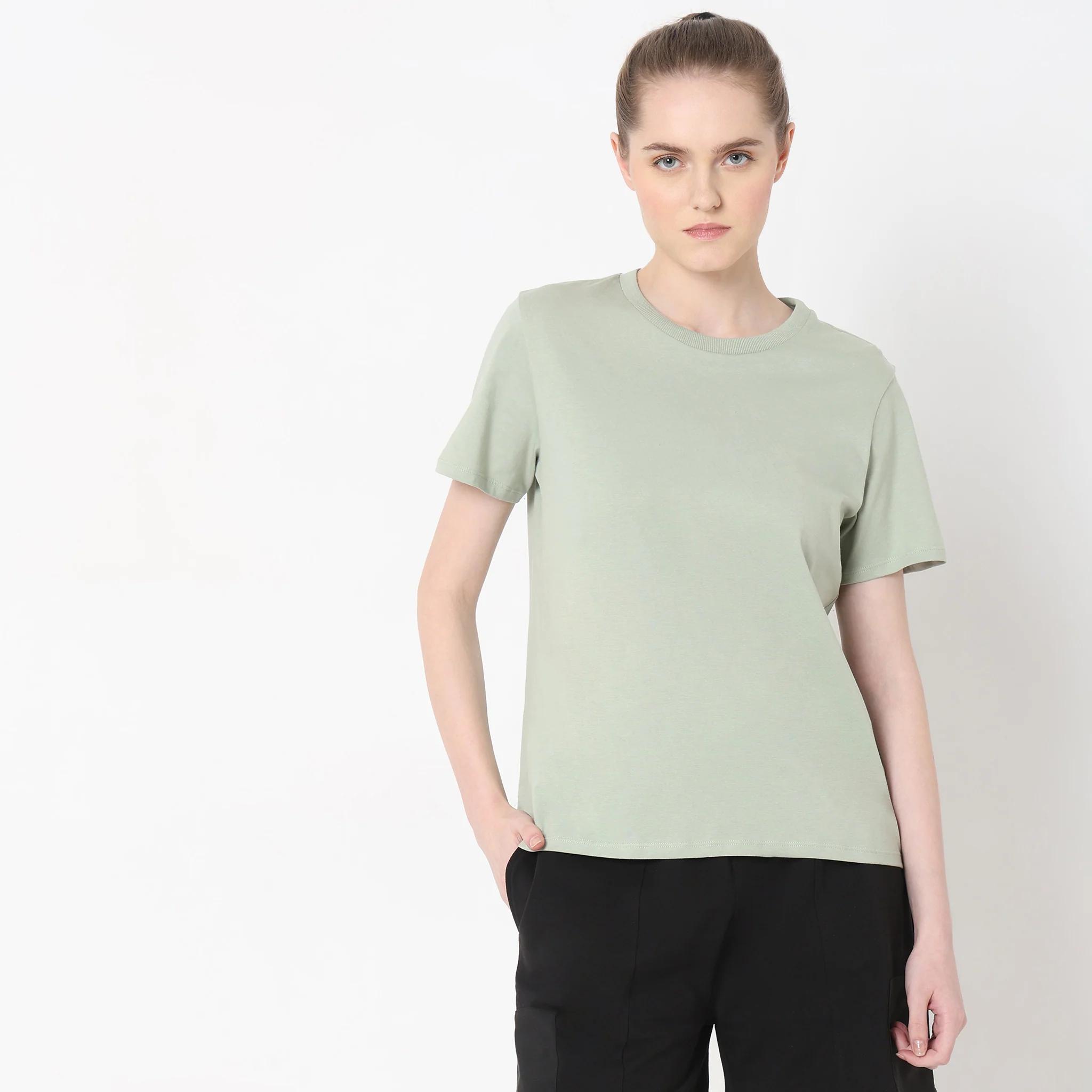Solid Round Neck T-Shirt - Image 17