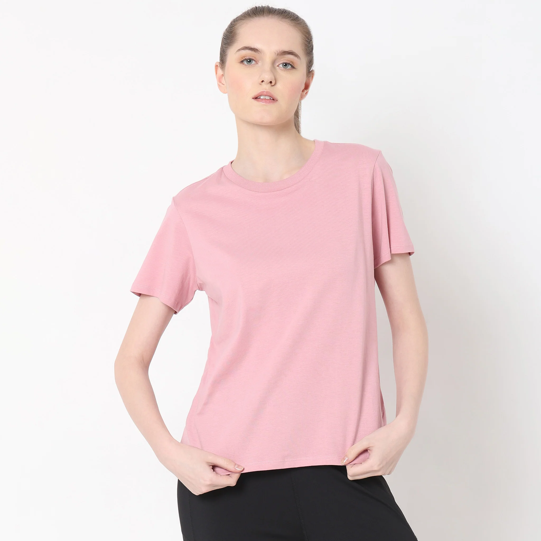 Solid Round Neck T-Shirt - Image 22