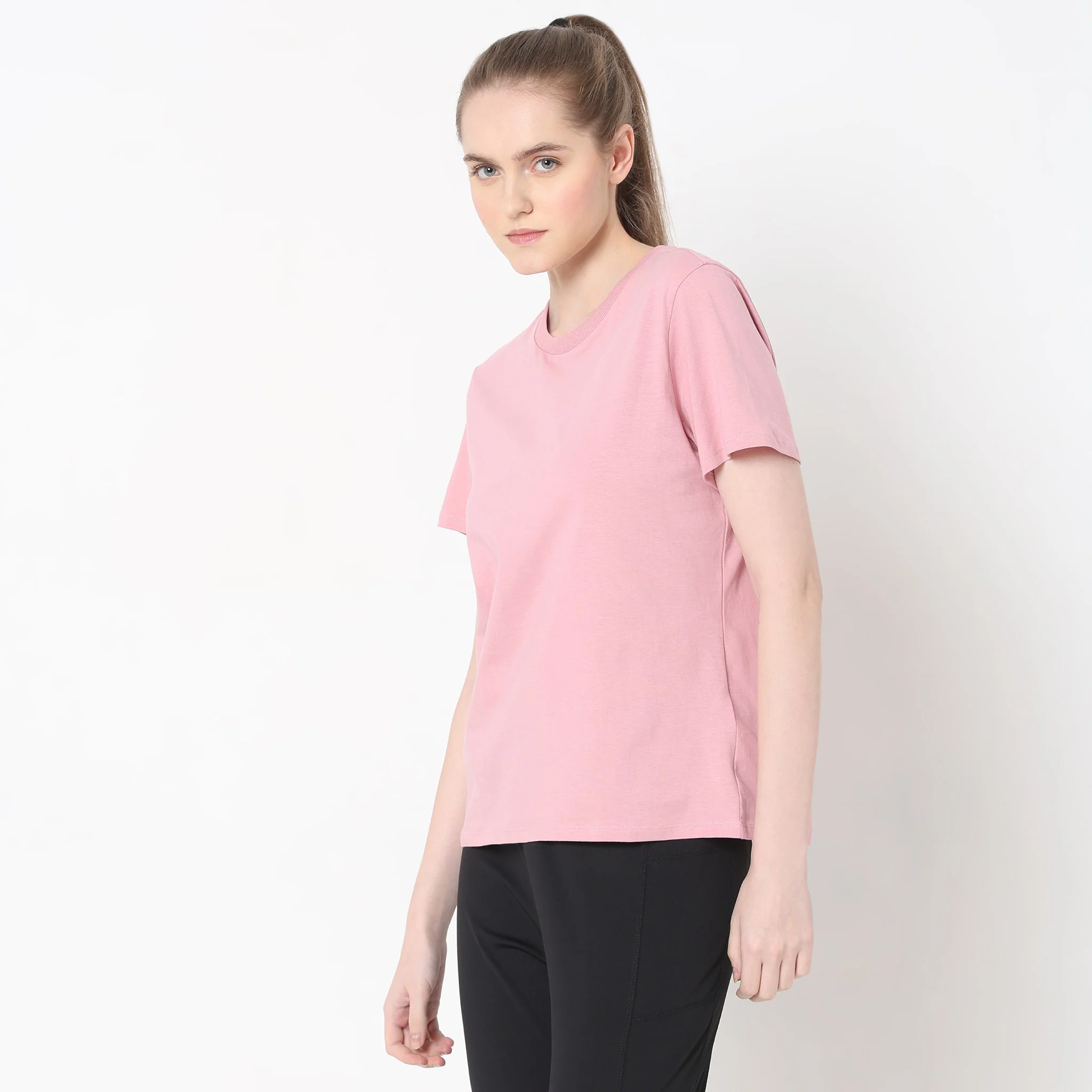 Solid Round Neck T-Shirt - Image 25