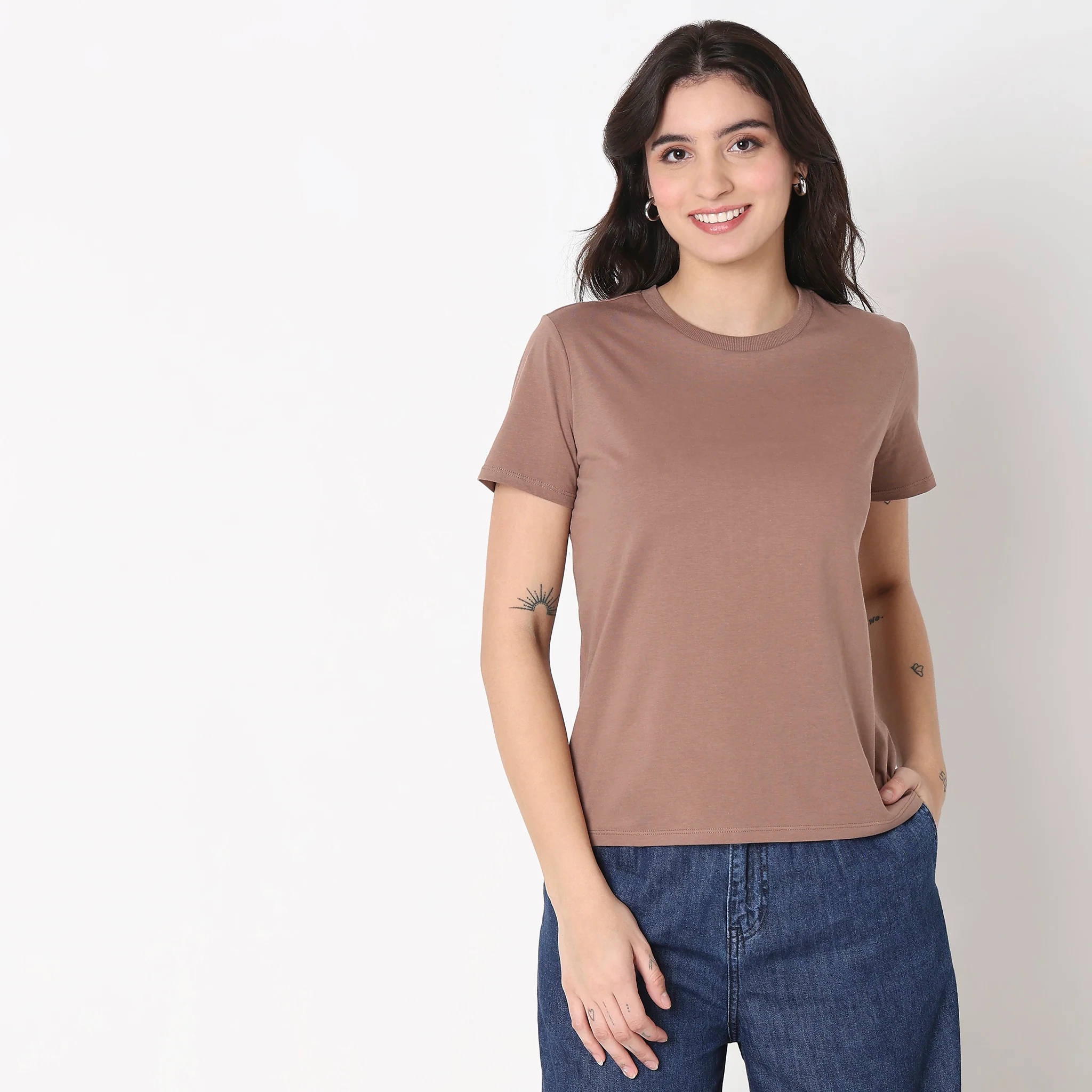 Solid Round Neck T-Shirt - Image 27