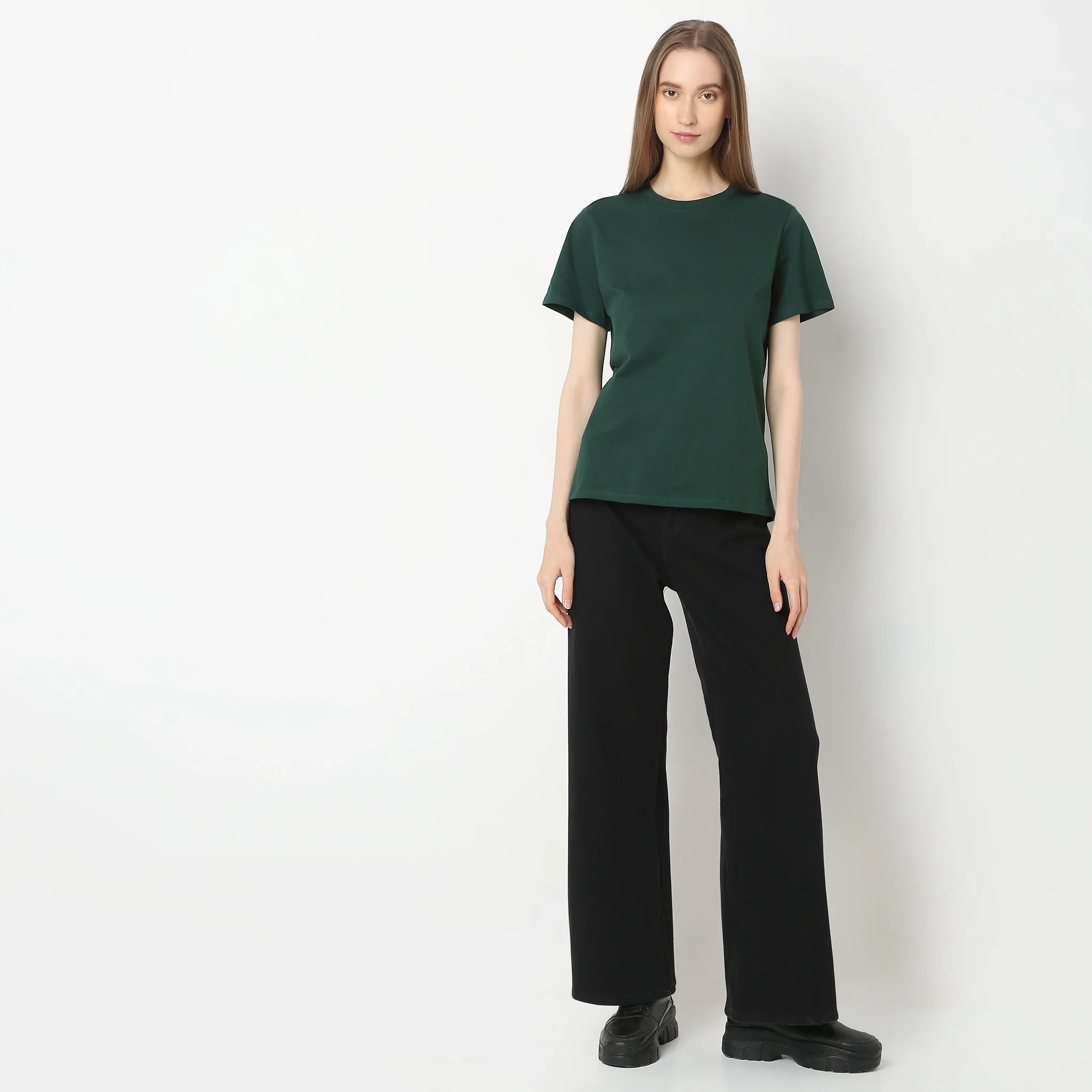 Solid Round Neck T-Shirt - Image 32