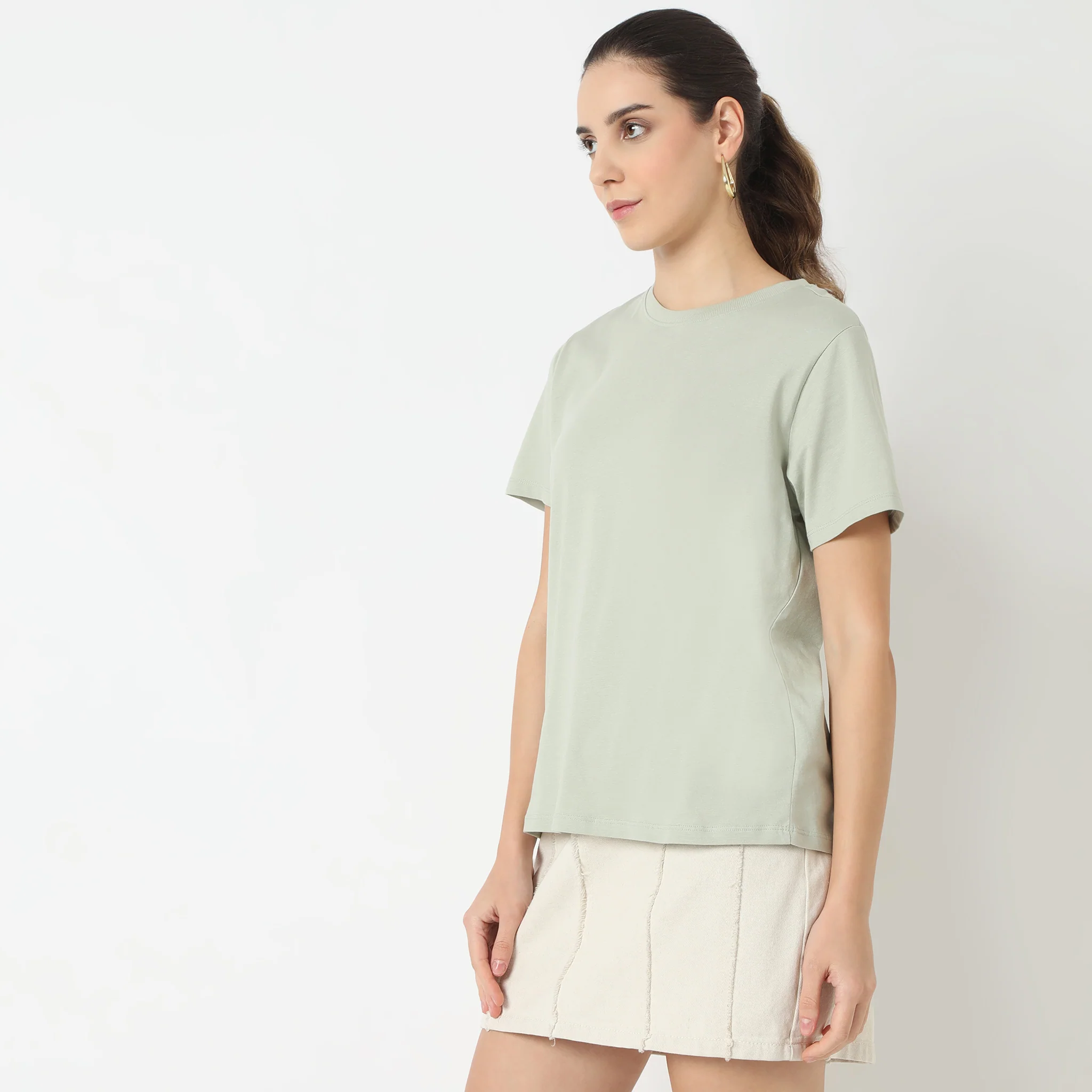 Solid Round Neck T-Shirt - Image 50