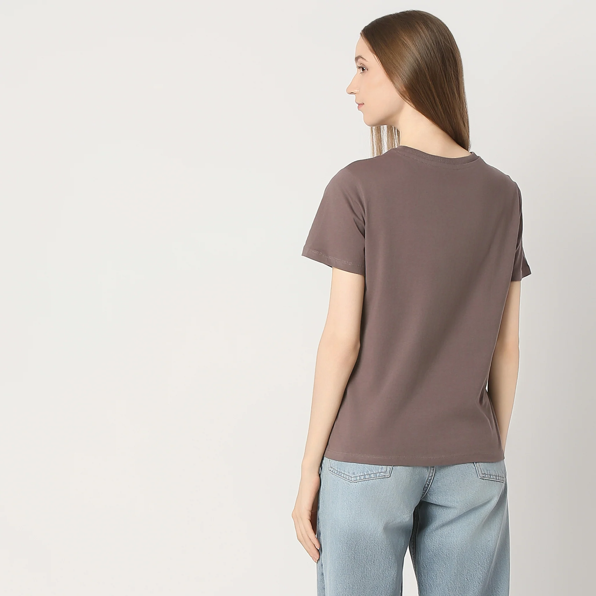 Solid Round Neck T-Shirt - Image 58