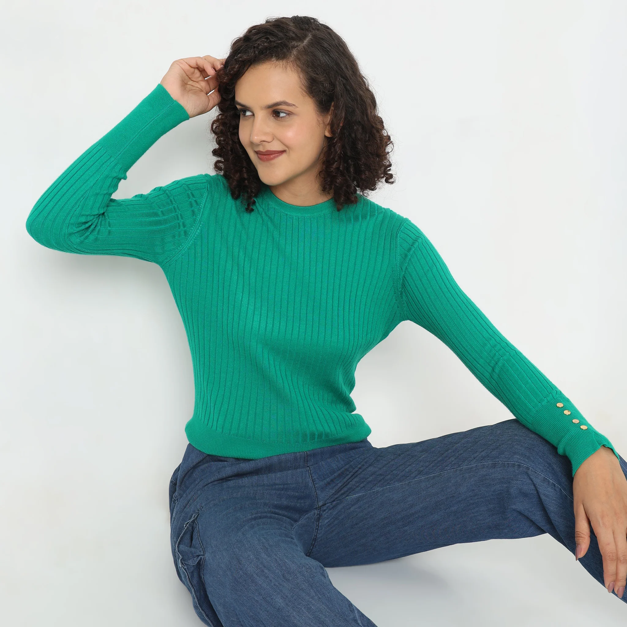 Knitted Solid T-Shirt - Image 2