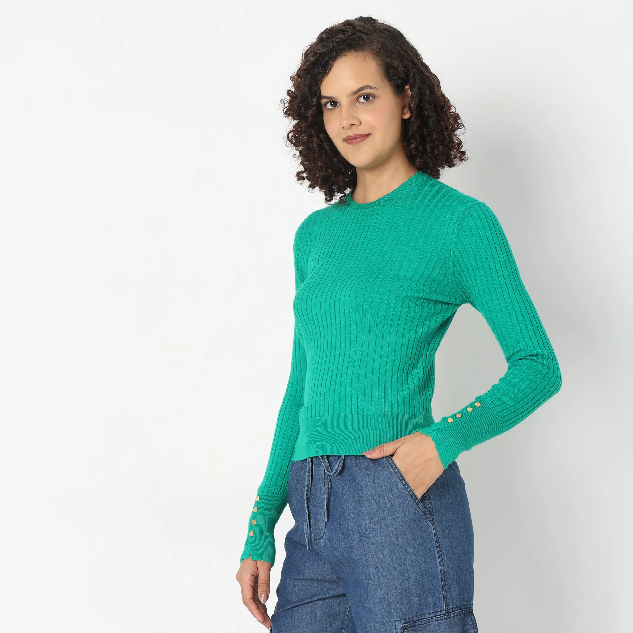Knitted Solid T-Shirt - Image 4
