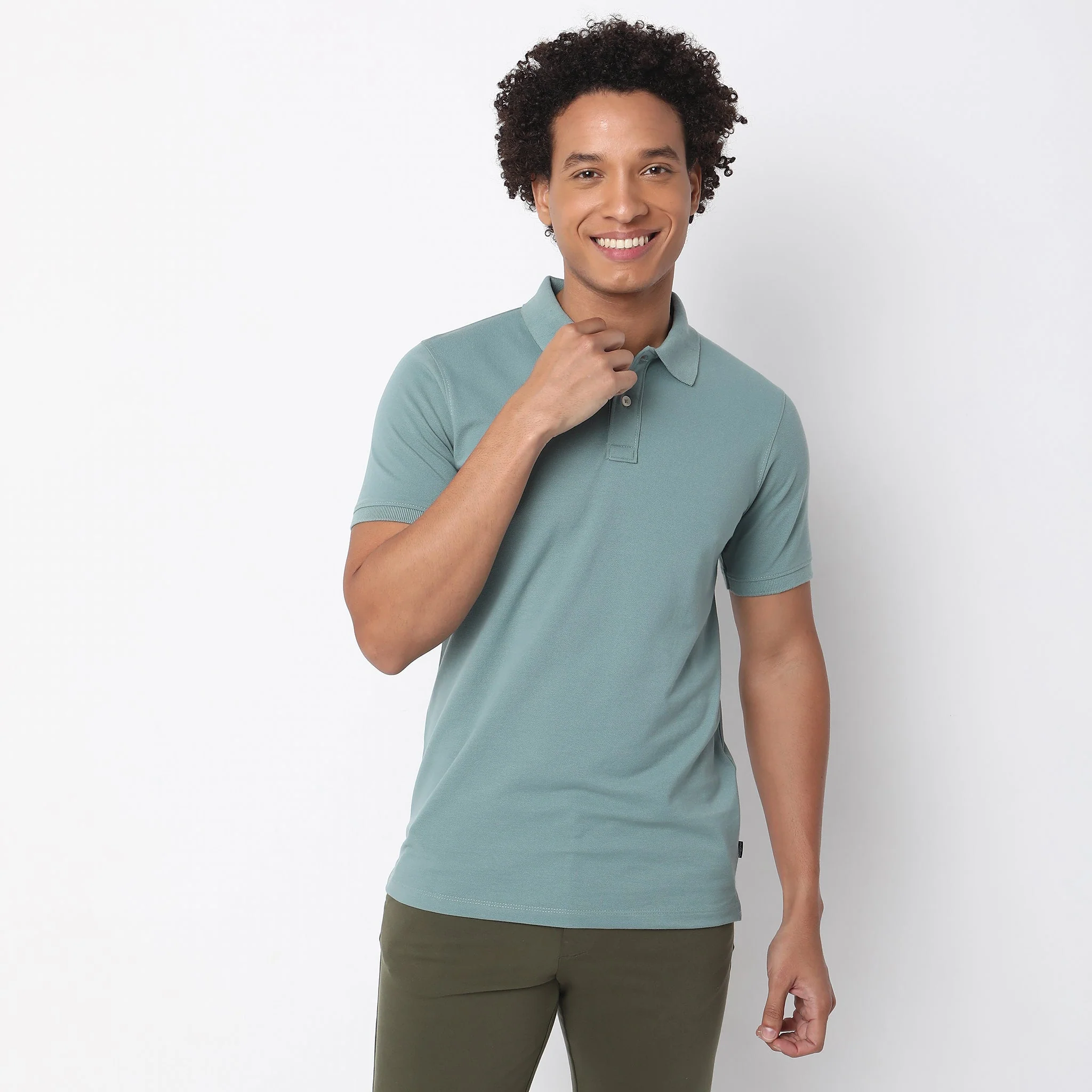 Double Dyed Polo™ T-Shirt With Anti-Curl Collar Pique Knit - Image 2