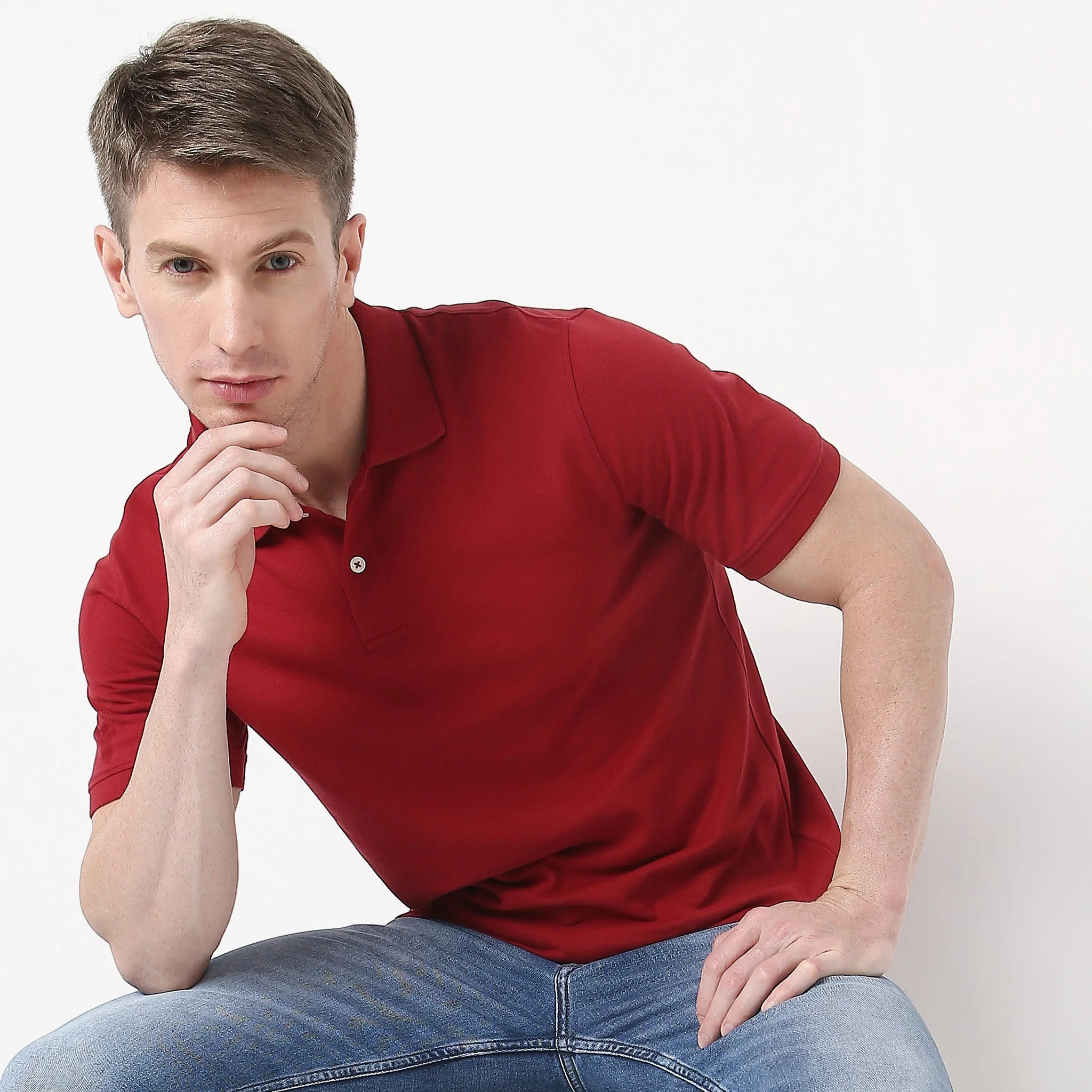Double Dyed Polo™ T-Shirt With Anti-Curl Collar Pique Knit - Image 46