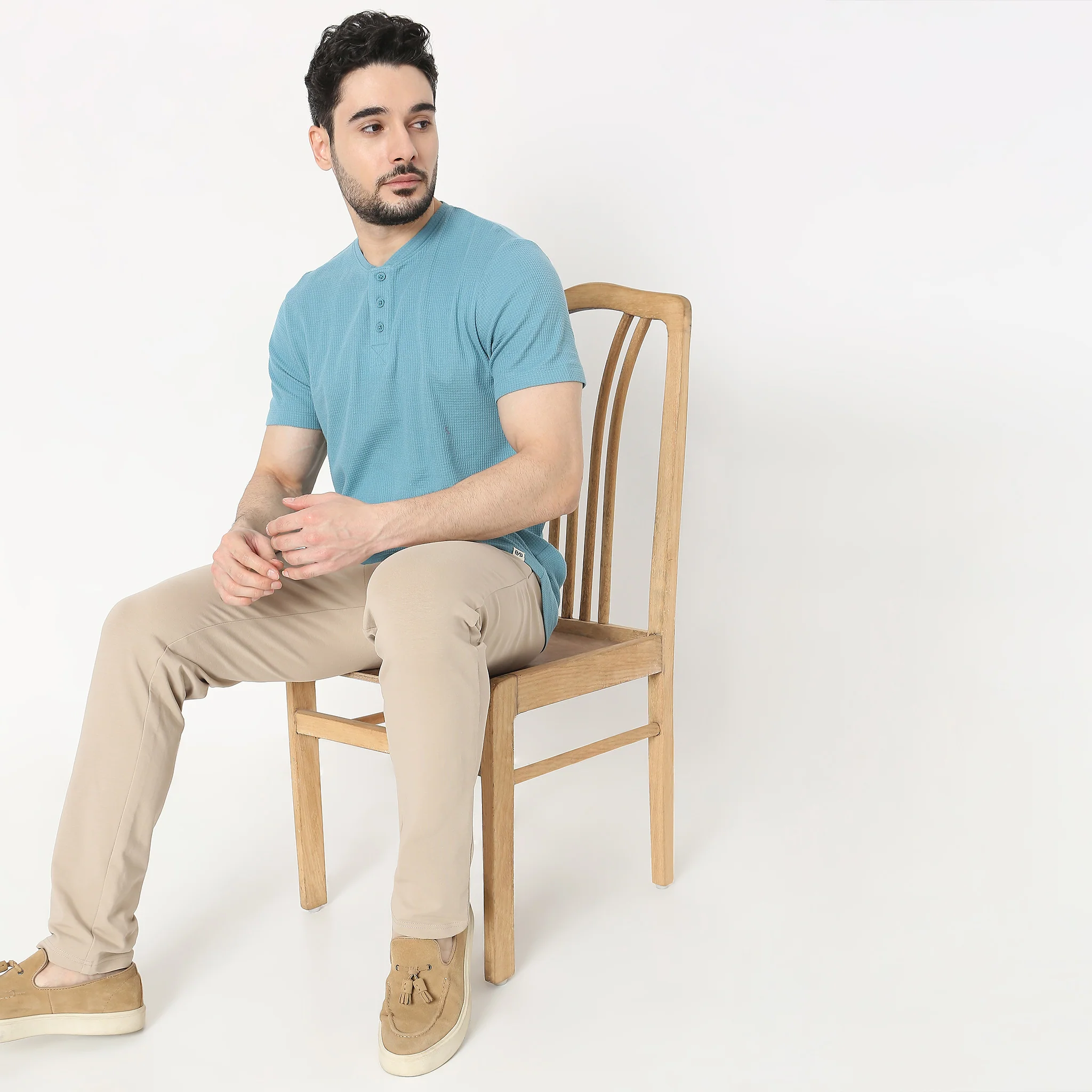 Lumberjack™ Henley in Micro Waffle Structured Fabric - Warm Feeling for Comfort Regular Solid Sweat Tee - Image 12