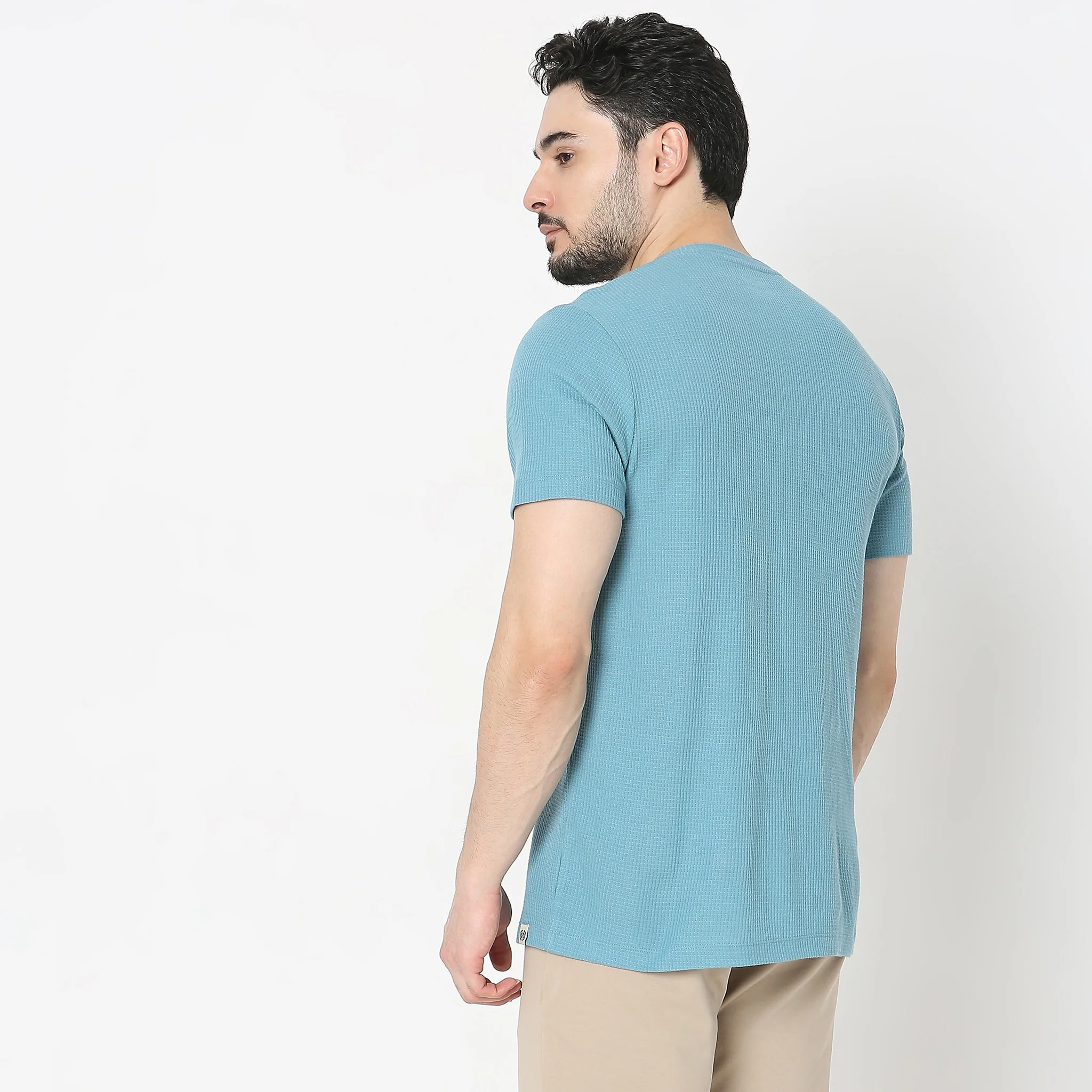 Lumberjack™ Henley in Micro Waffle Structured Fabric - Warm Feeling for Comfort Regular Solid Sweat Tee - Image 14