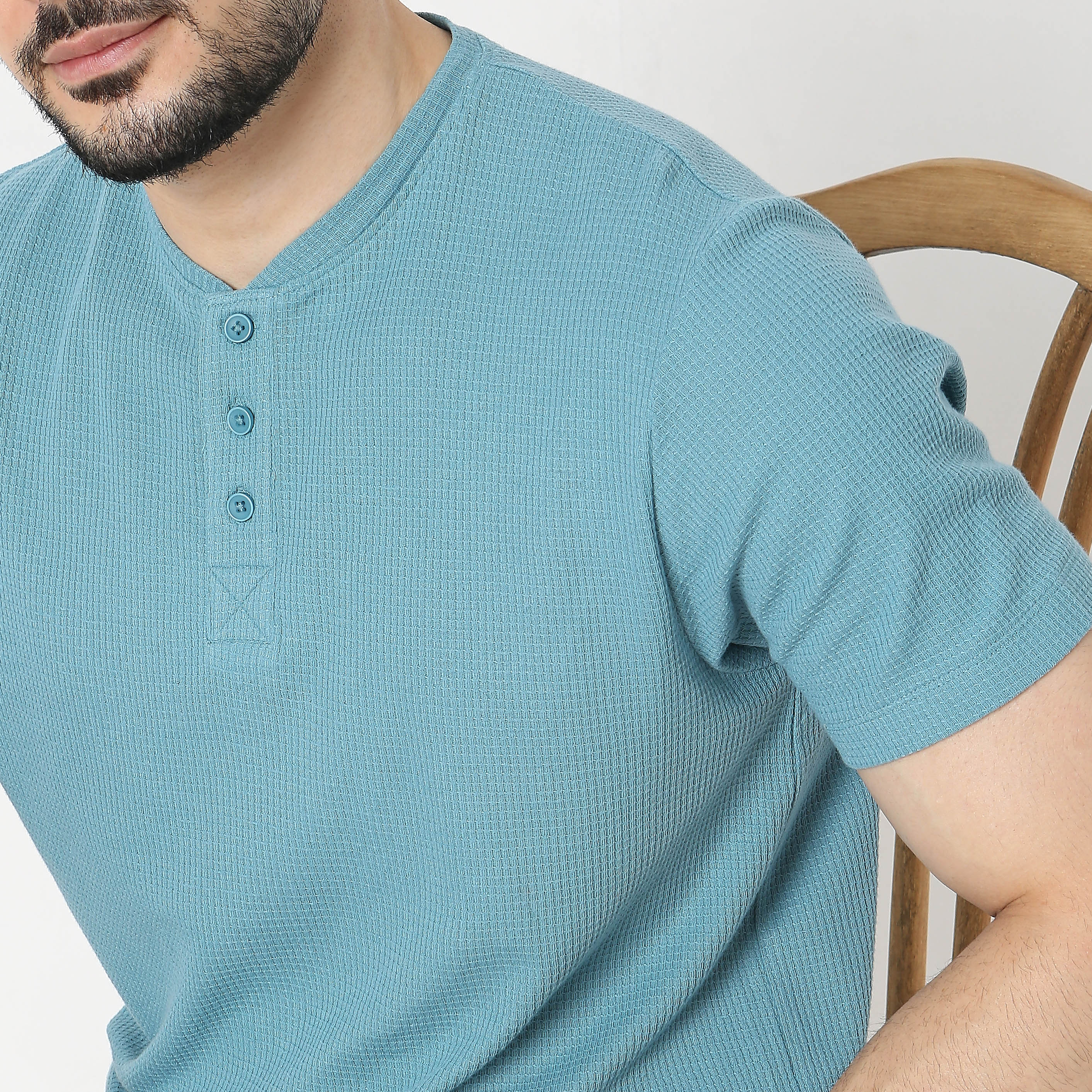 Lumberjack™ Henley in Micro Waffle Structured Fabric - Warm Feeling for Comfort Regular Solid Sweat Tee - Image 16