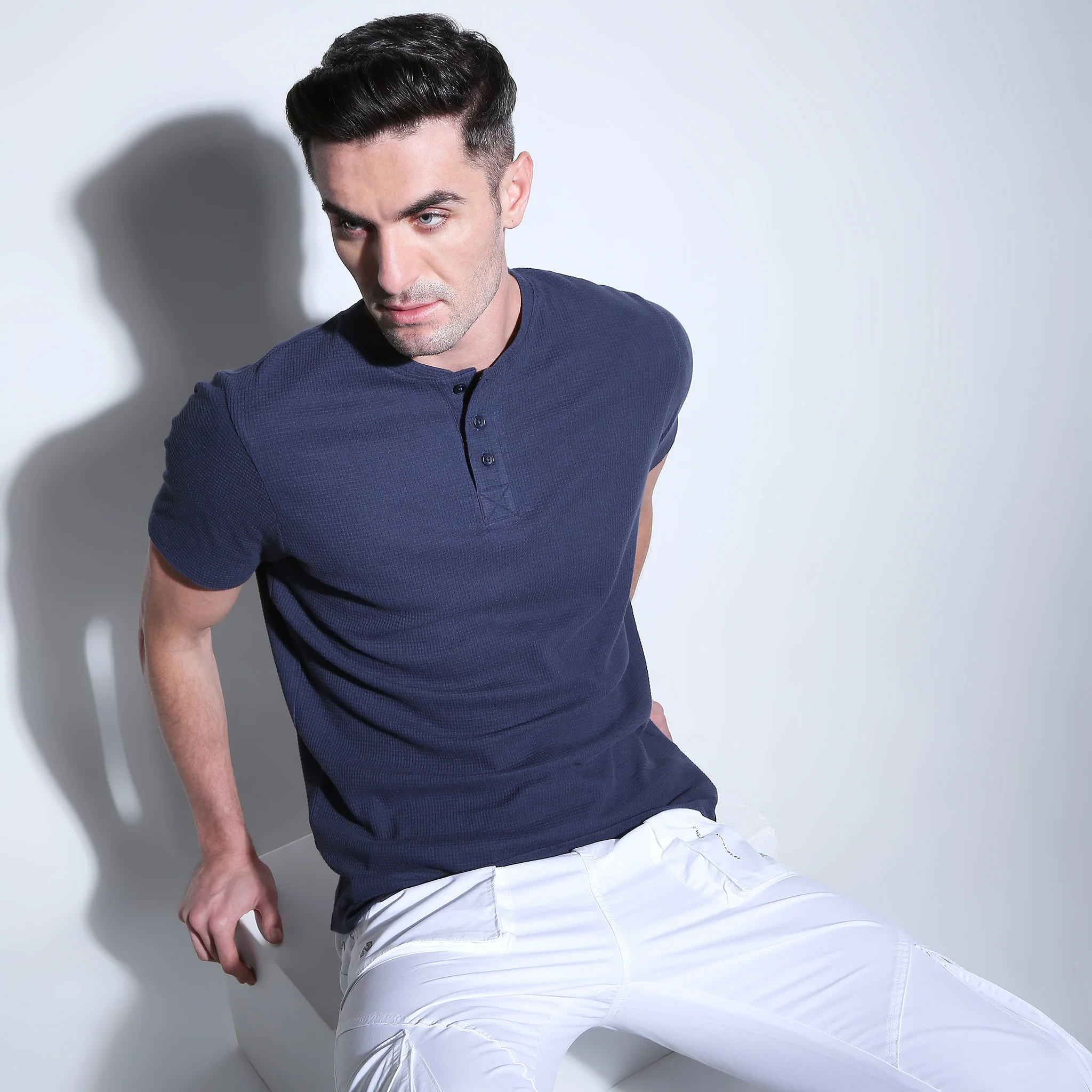Lumberjack™ Henley in Micro Waffle Structured Fabric - Warm Feeling for Comfort Regular Solid Sweat Tee - Image 22