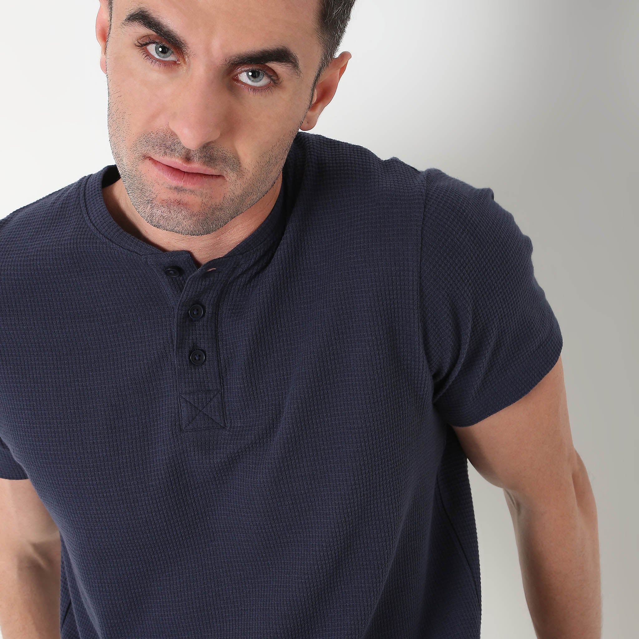 Lumberjack™ Henley in Micro Waffle Structured Fabric - Warm Feeling for Comfort Regular Solid Sweat Tee - Image 26