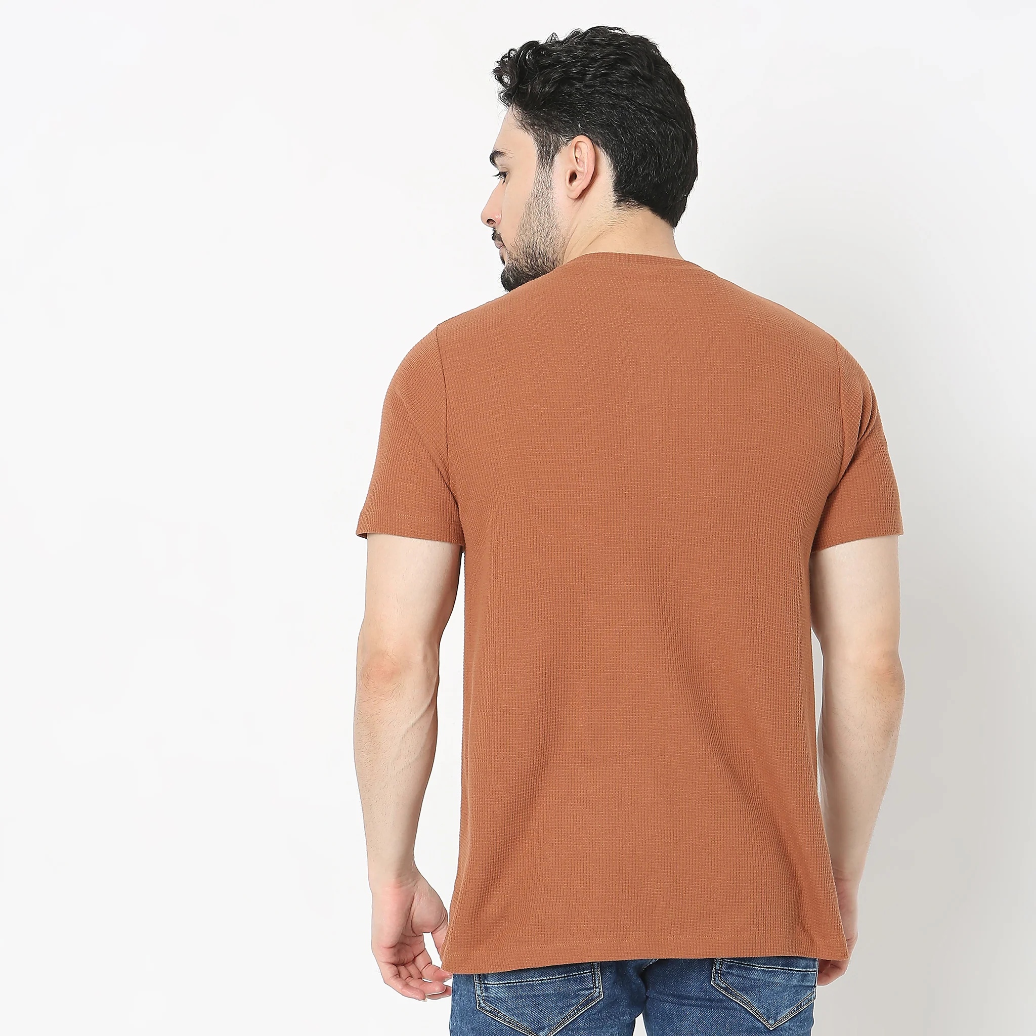Lumberjack™ Henley in Micro Waffle Structured Fabric - Warm Feeling for Comfort Regular Solid Sweat Tee - Image 3