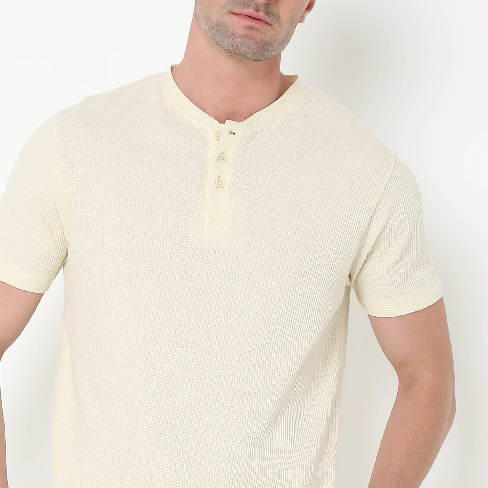 Lumberjack™ Henley in Micro Waffle Structured Fabric - Warm Feeling for Comfort Regular Solid Sweat Tee - Image 31