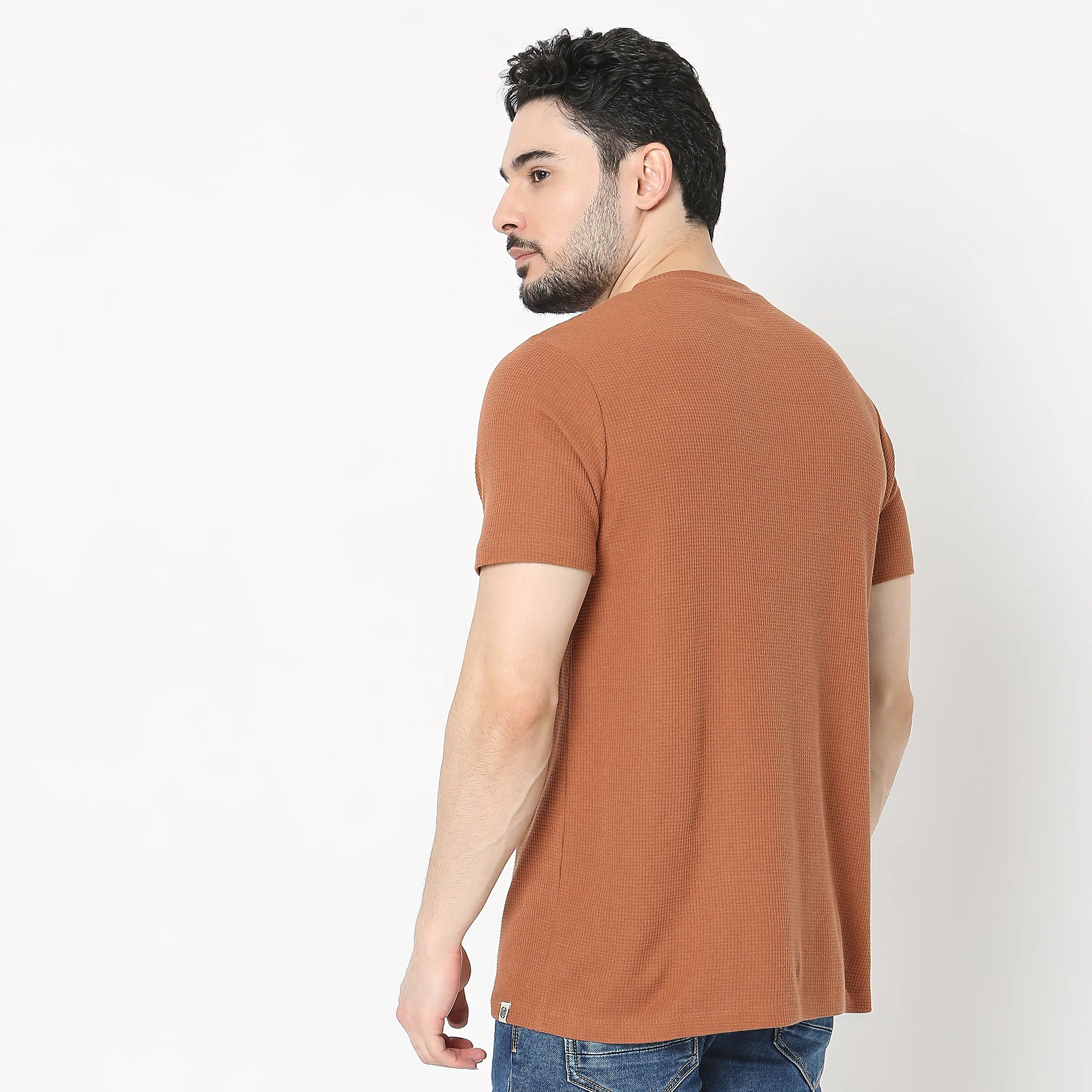 Lumberjack™ Henley in Micro Waffle Structured Fabric - Warm Feeling for Comfort Regular Solid Sweat Tee - Image 4