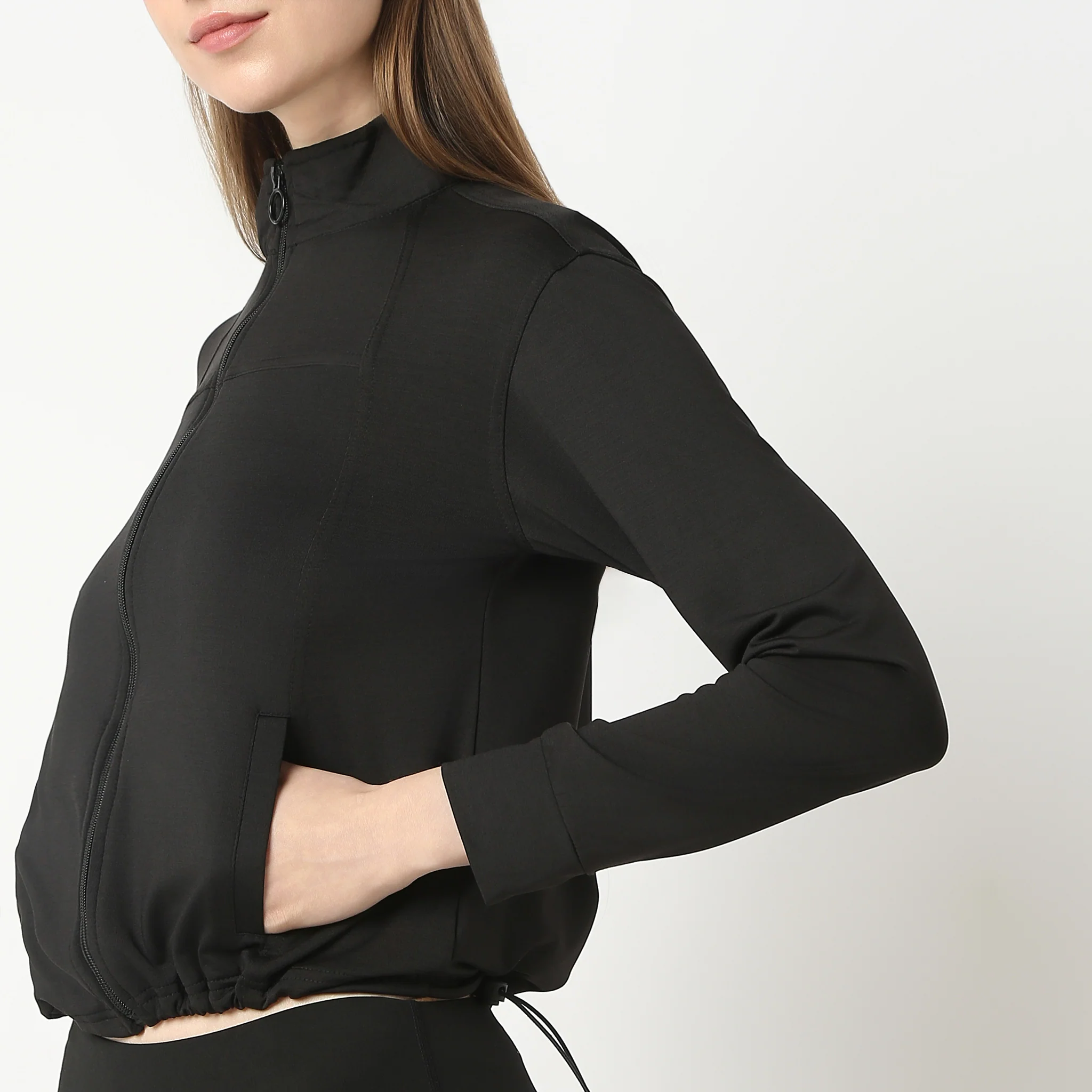 Mock Turtle Neck Cool It Tees With Full Sleeve Zipper Opening T-Shirt - Image 5