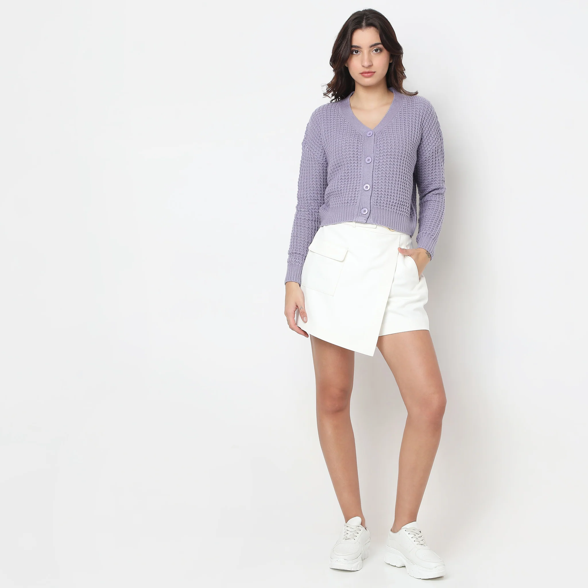 Full Sleeve V-Neck Knit Cardigan - Image 2
