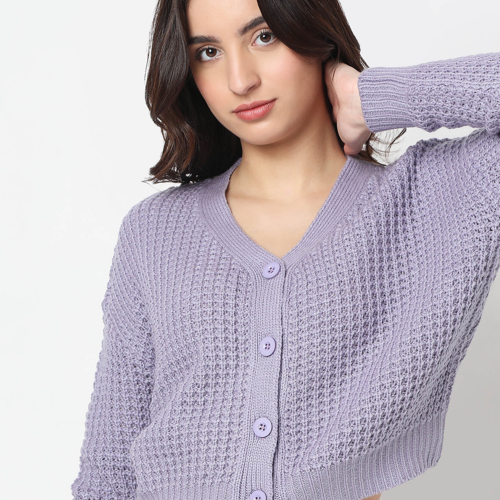 Full Sleeve V-Neck Knit Cardigan - Image 4