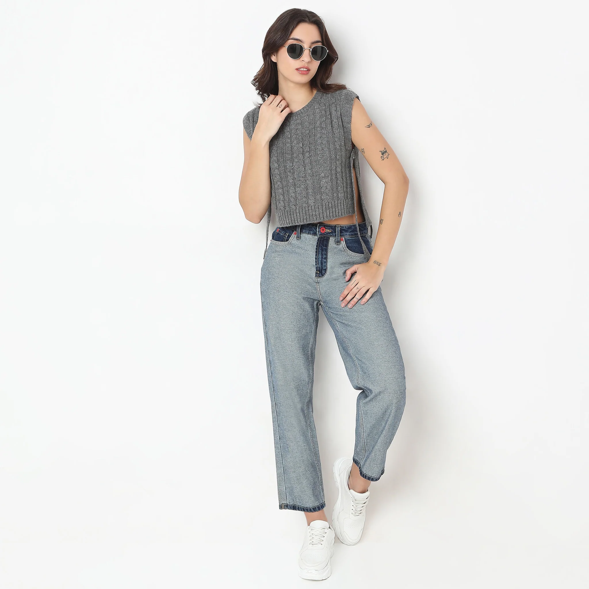 Solid Ribbed Hem Knit Vest