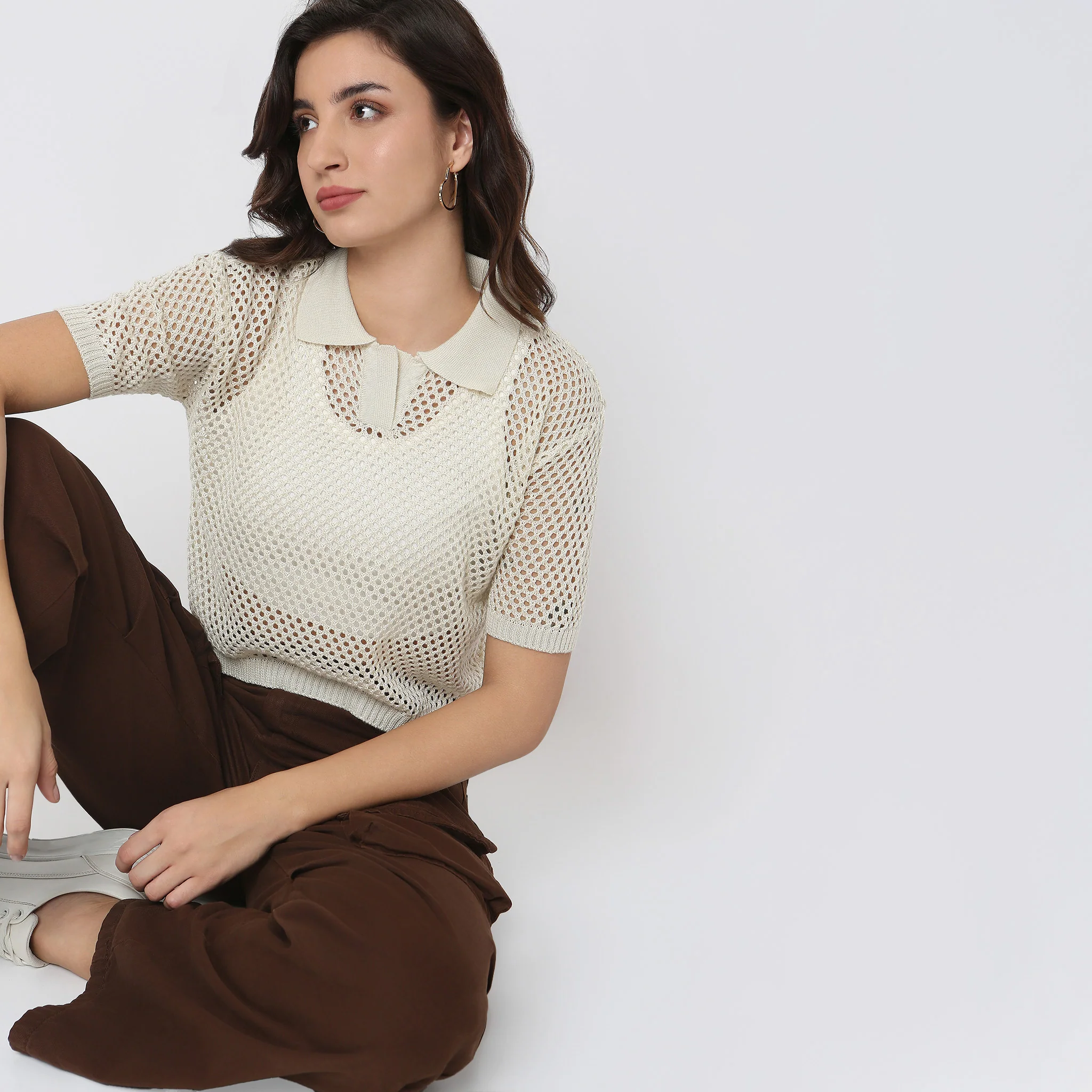 Knitted Solid T-Shirt
