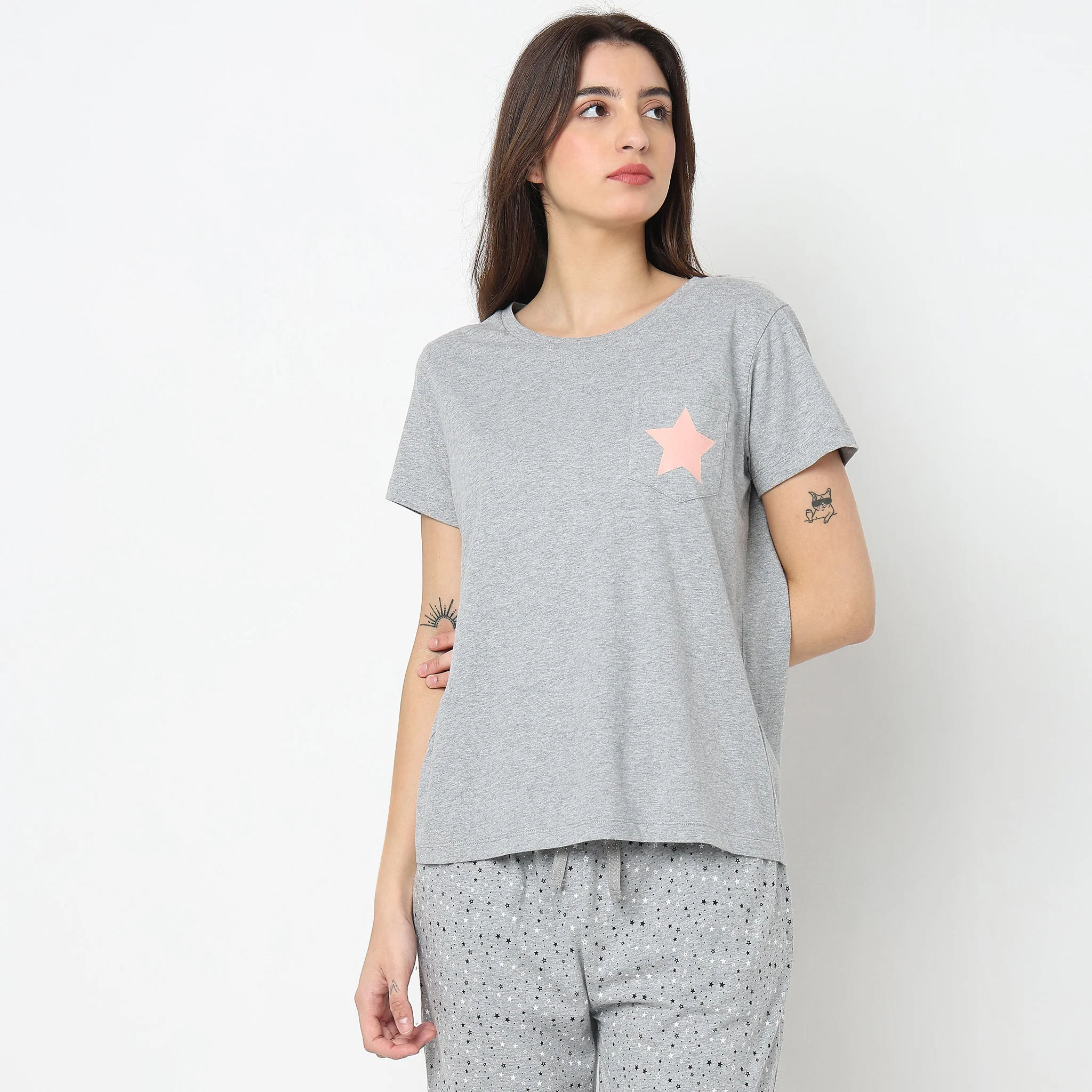 Knitted Solid Lounge Top - Image 2