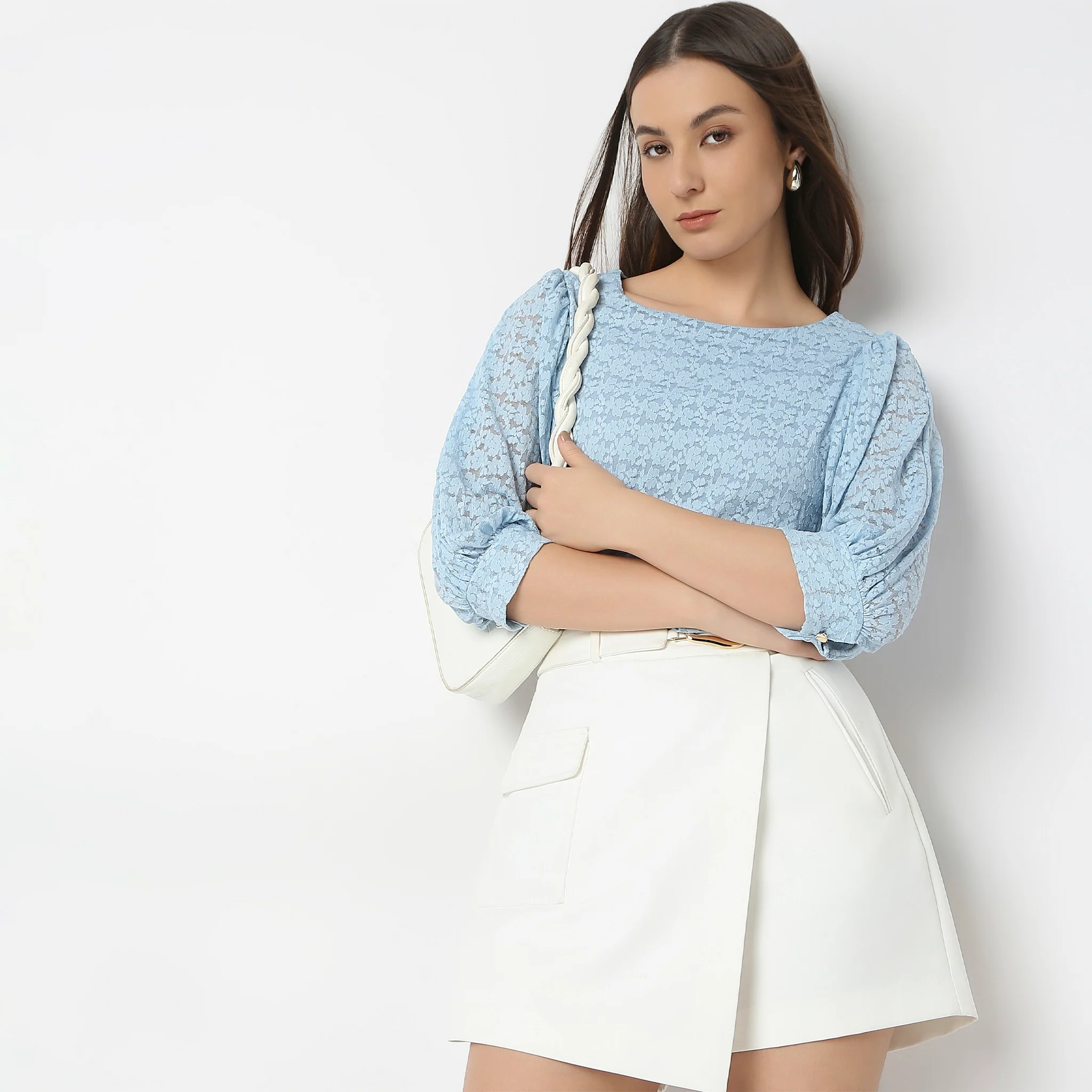 Solid Round Neck Full Lace Top - Image 5