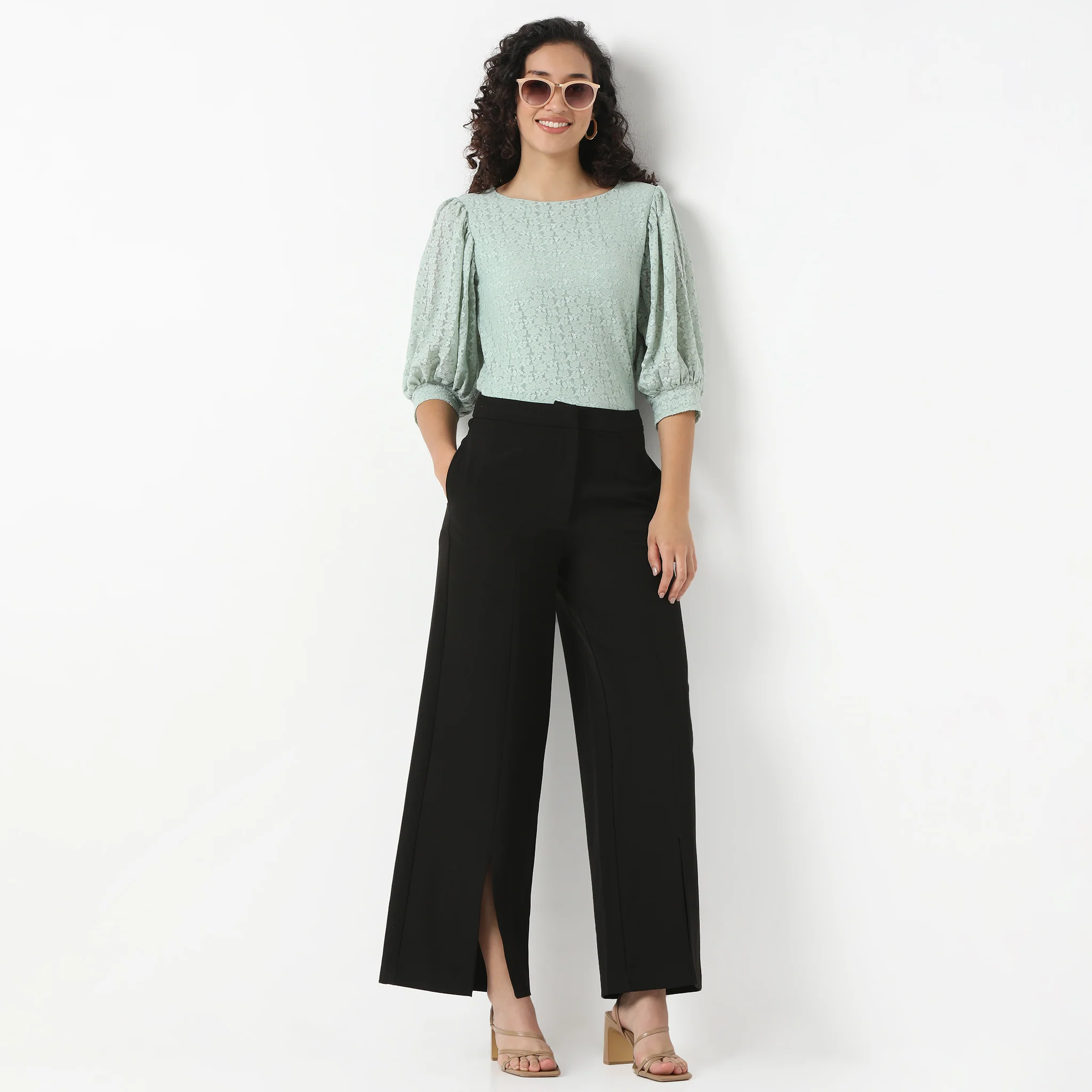 Solid Round Neck Full Lace Top - Image 6